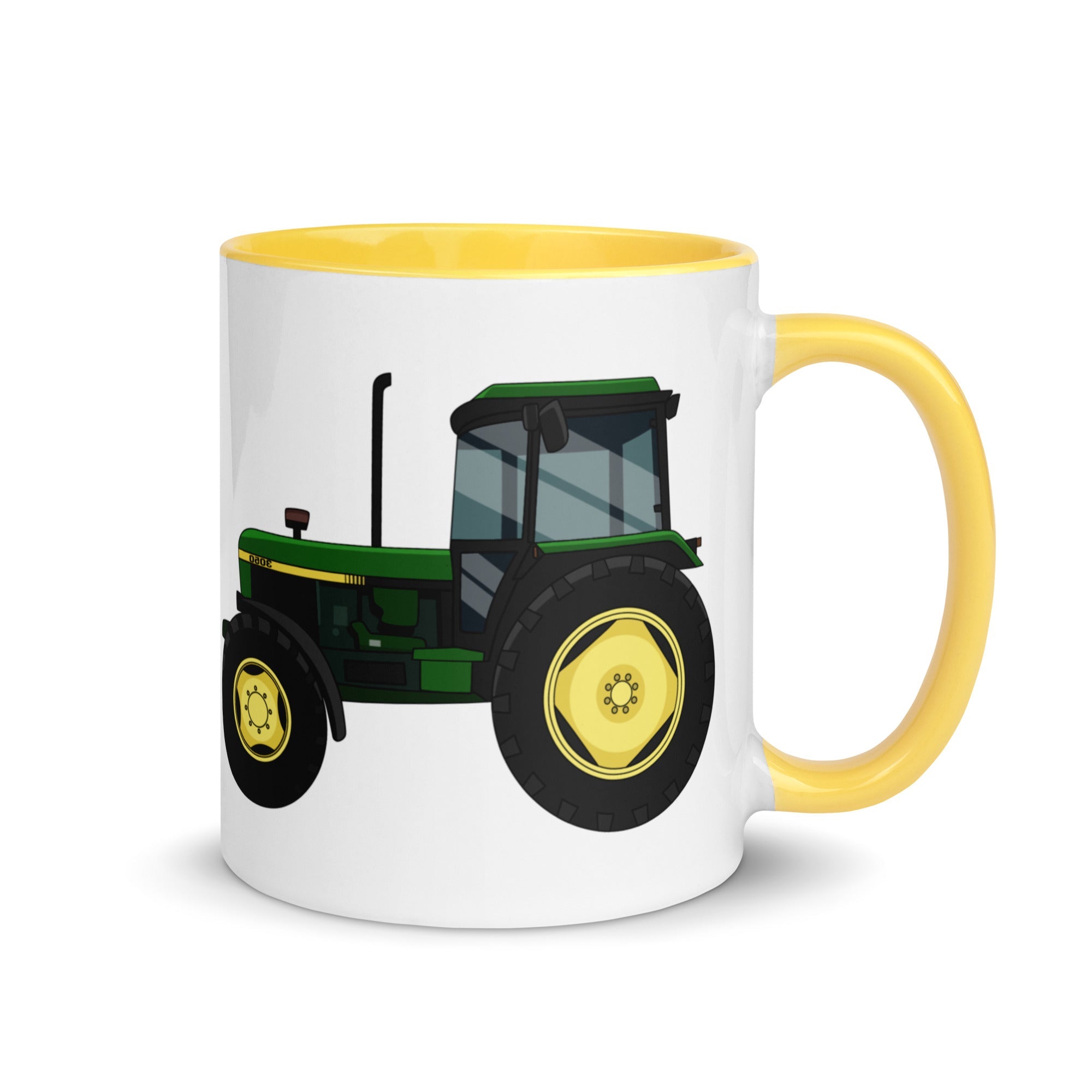 The Farmers Mugs Store Mug Yellow John Deere 3050 4WD Mug with Color Inside Quality Farmers Merch