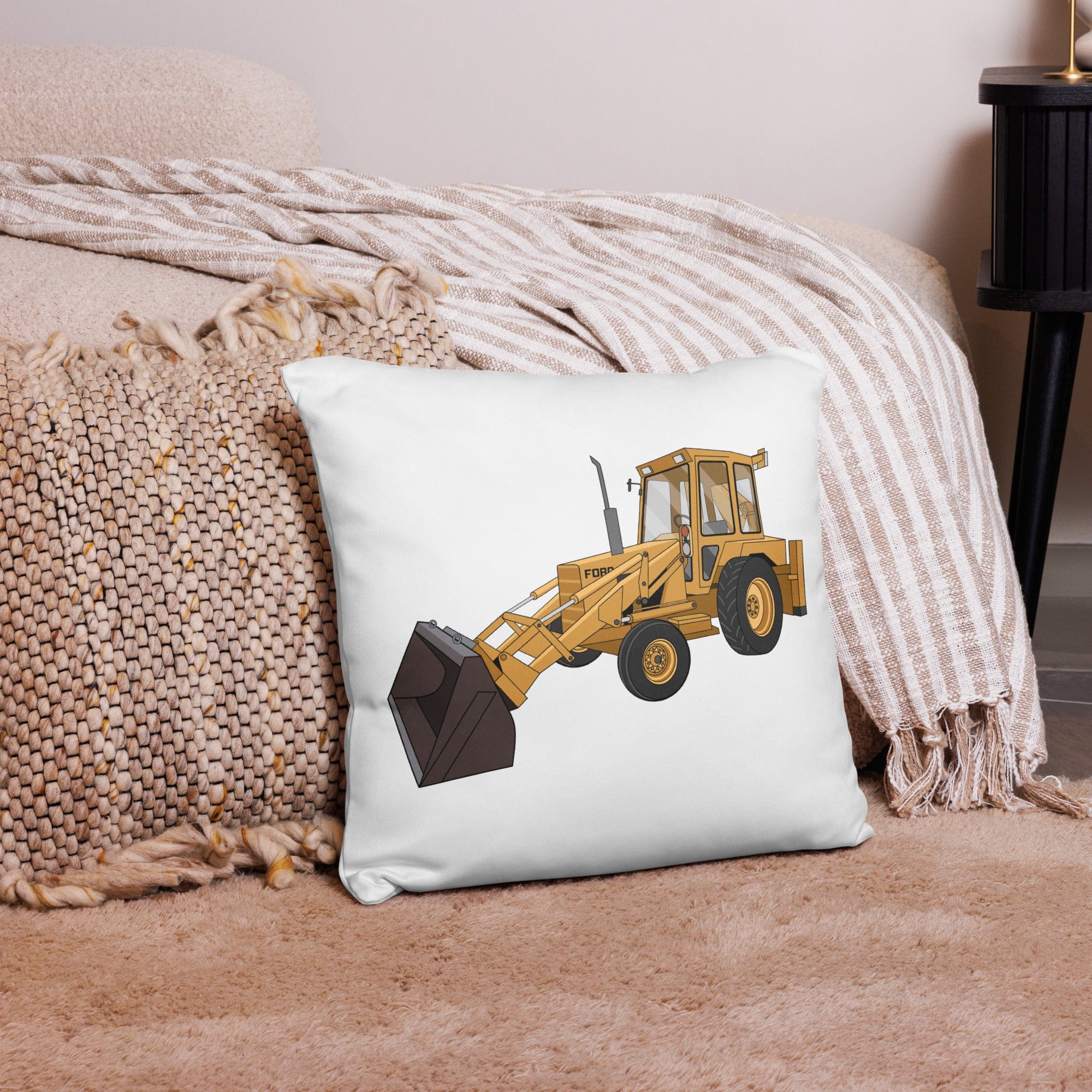 The Tractor Mugs Store 18″×18″ Ford 550 Backhoe | Pillow Case Quality Farmers Merch