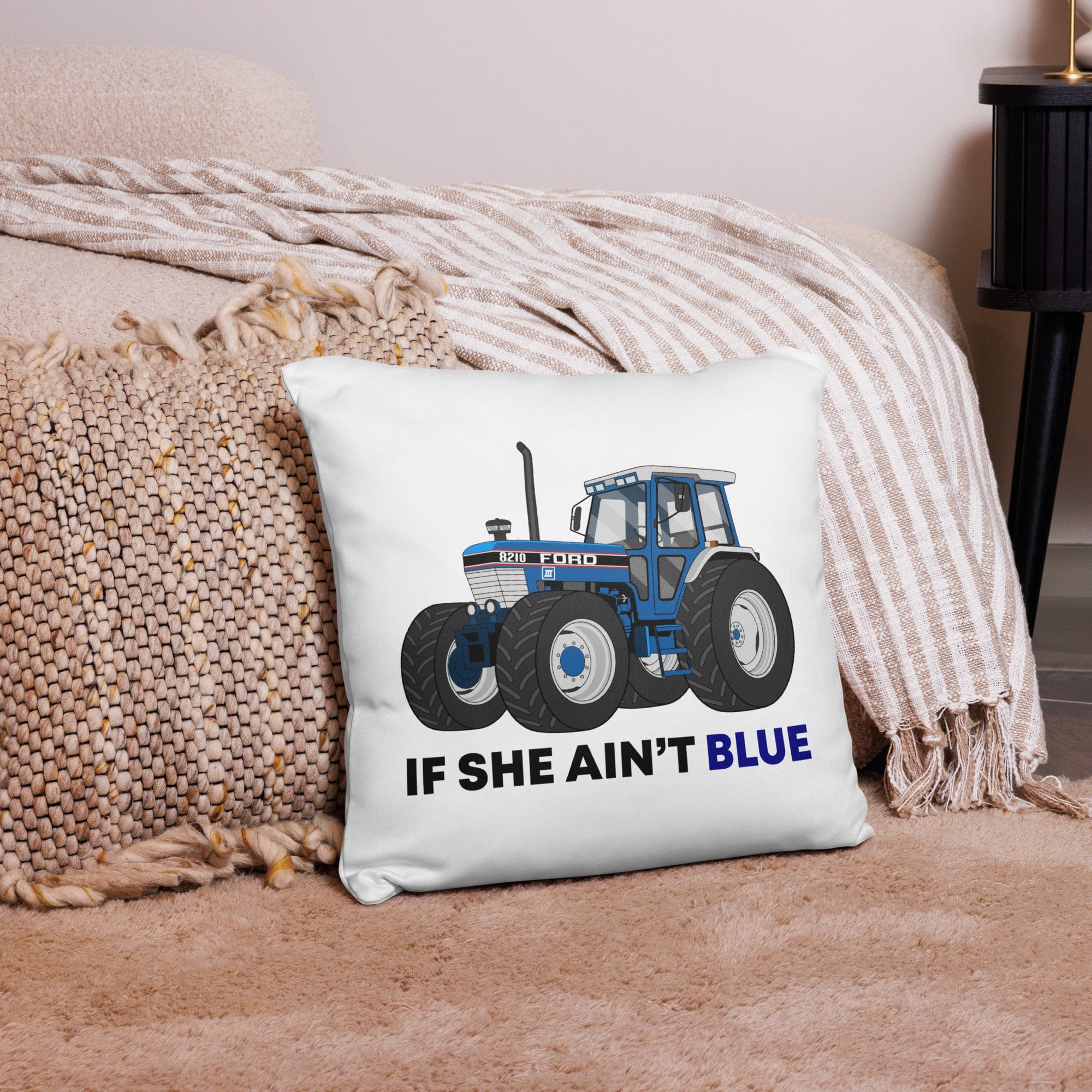 The Tractor Mugs Store 18″×18″ If She Ain't Blue | Pillow Case Quality Farmers Merch