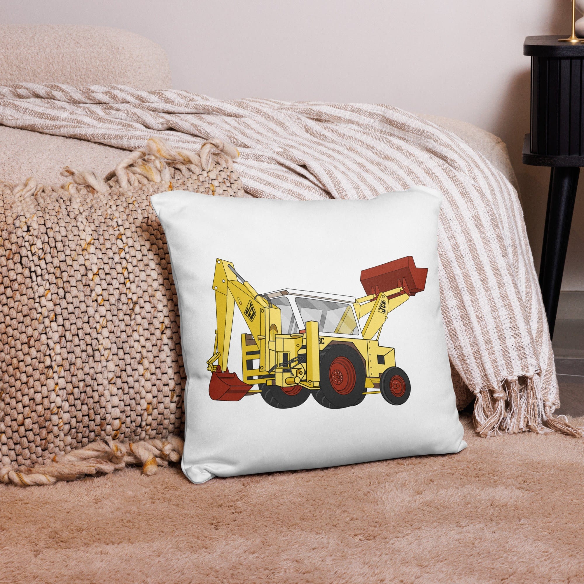 The Tractor Mugs Store 18″×18″ JCB 3C II Backhoe | Pillow Case Quality Farmers Merch