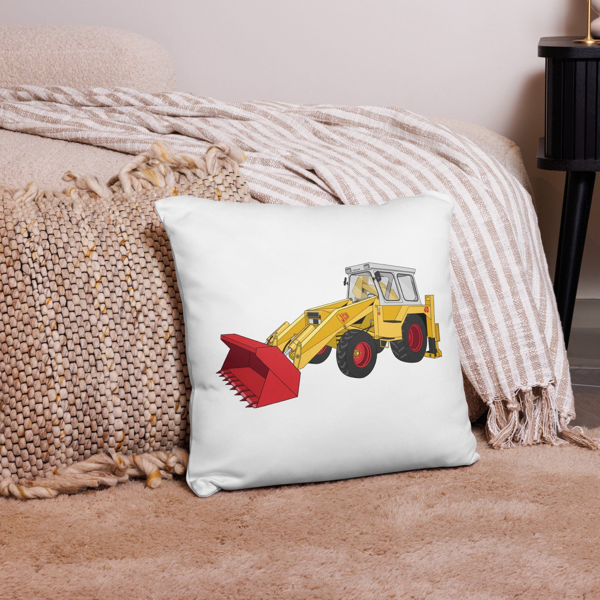 The Tractor Mugs Store 18″×18″ JCB 4D Backhoe | Pillow Case Quality Farmers Merch