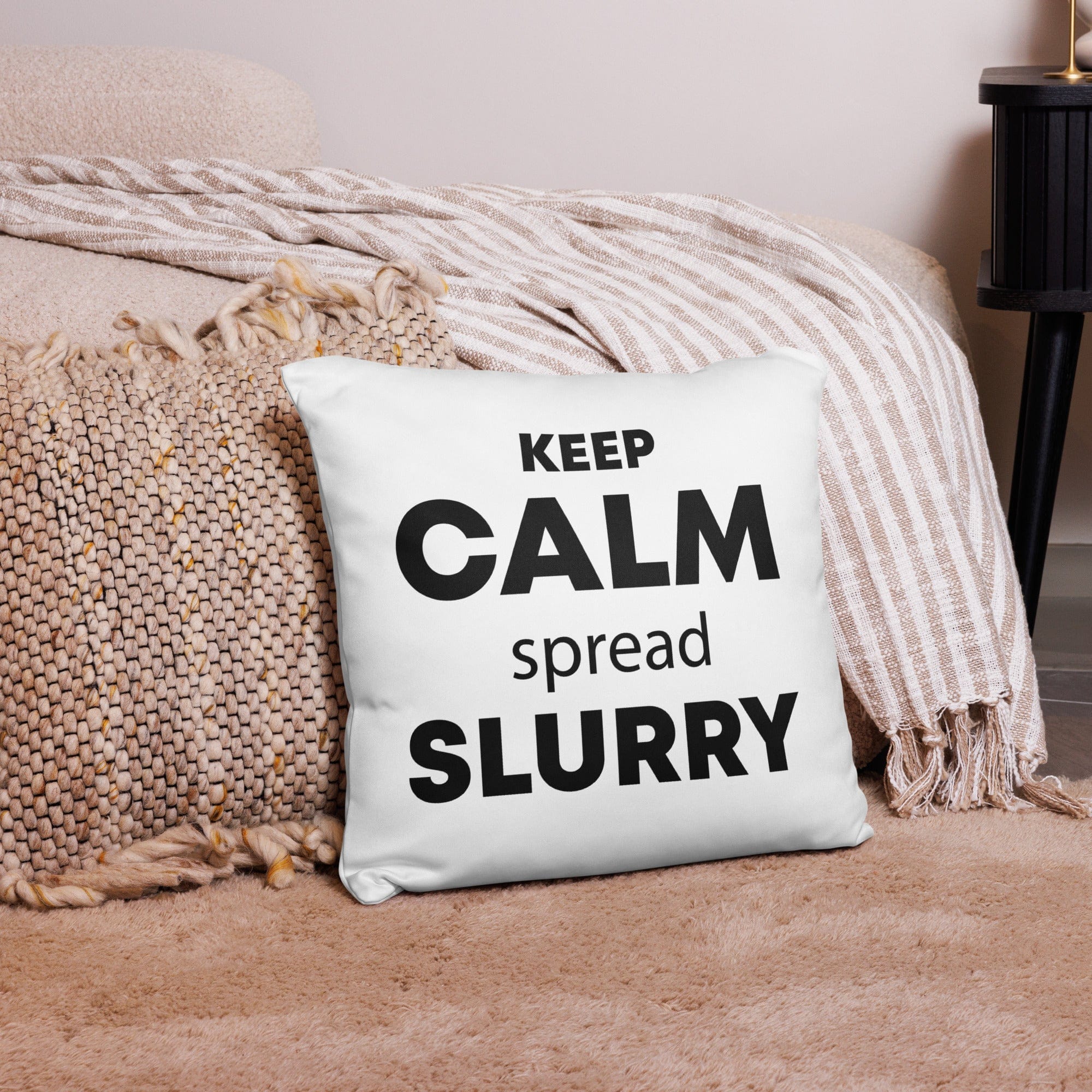 The Tractor Mugs Store 18″×18″ KEEP CALM spread SLURRY | Pillow Case Quality Farmers Merch