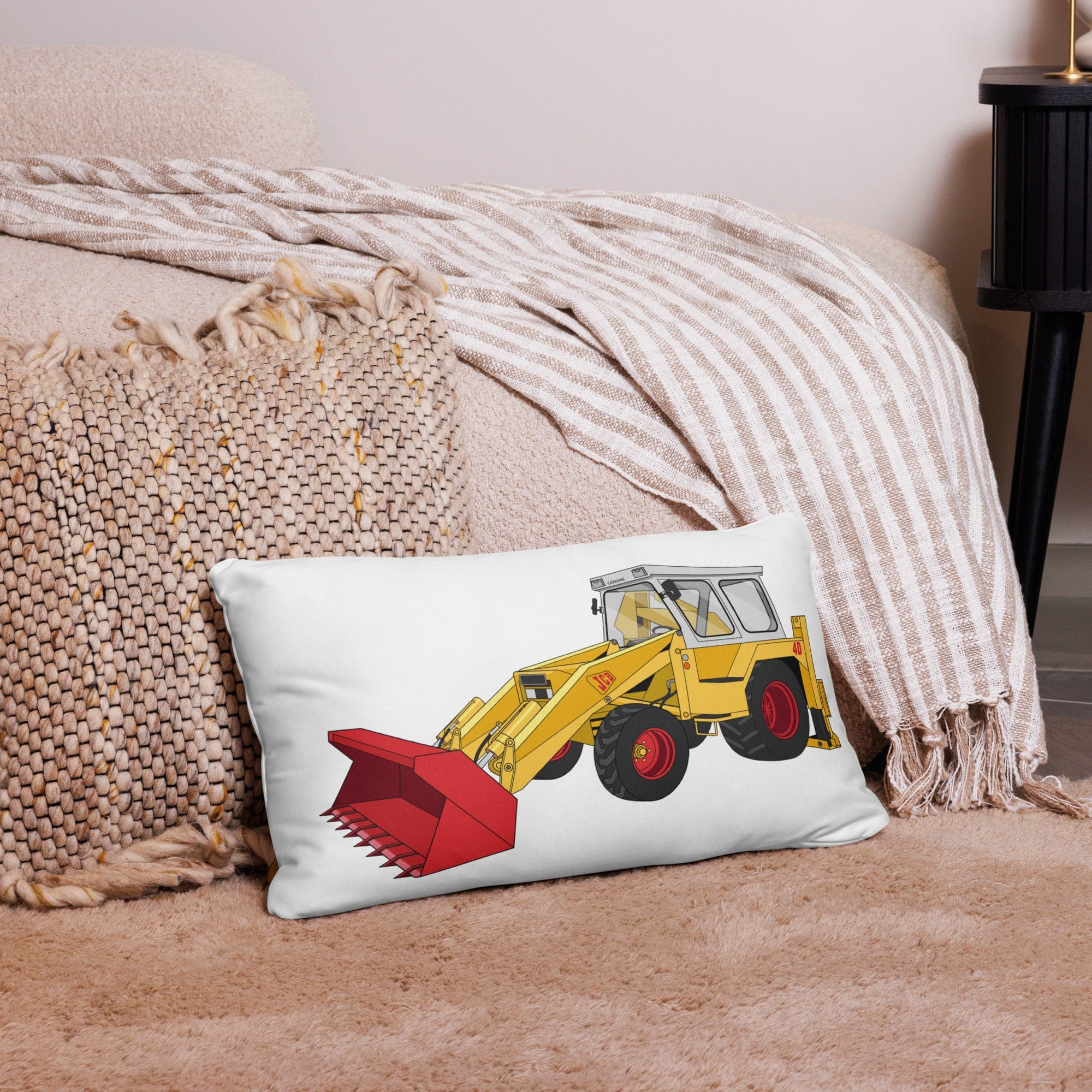 The Tractor Mugs Store 20″×12″ JCB 4D Backhoe | Pillow Case Quality Farmers Merch