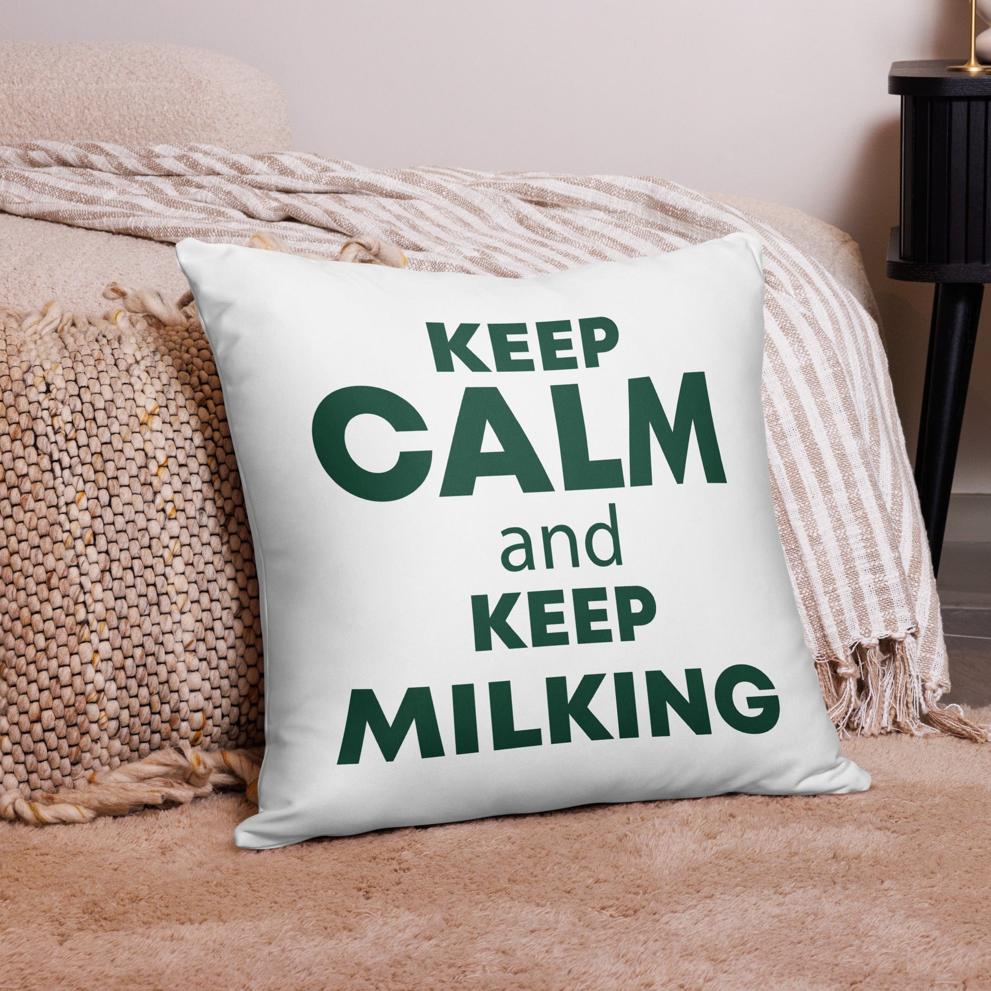 The Tractor Mugs Store 22″×22″ KEEP CALM and KEEP MILKING | Pillow Case Quality Farmers Merch