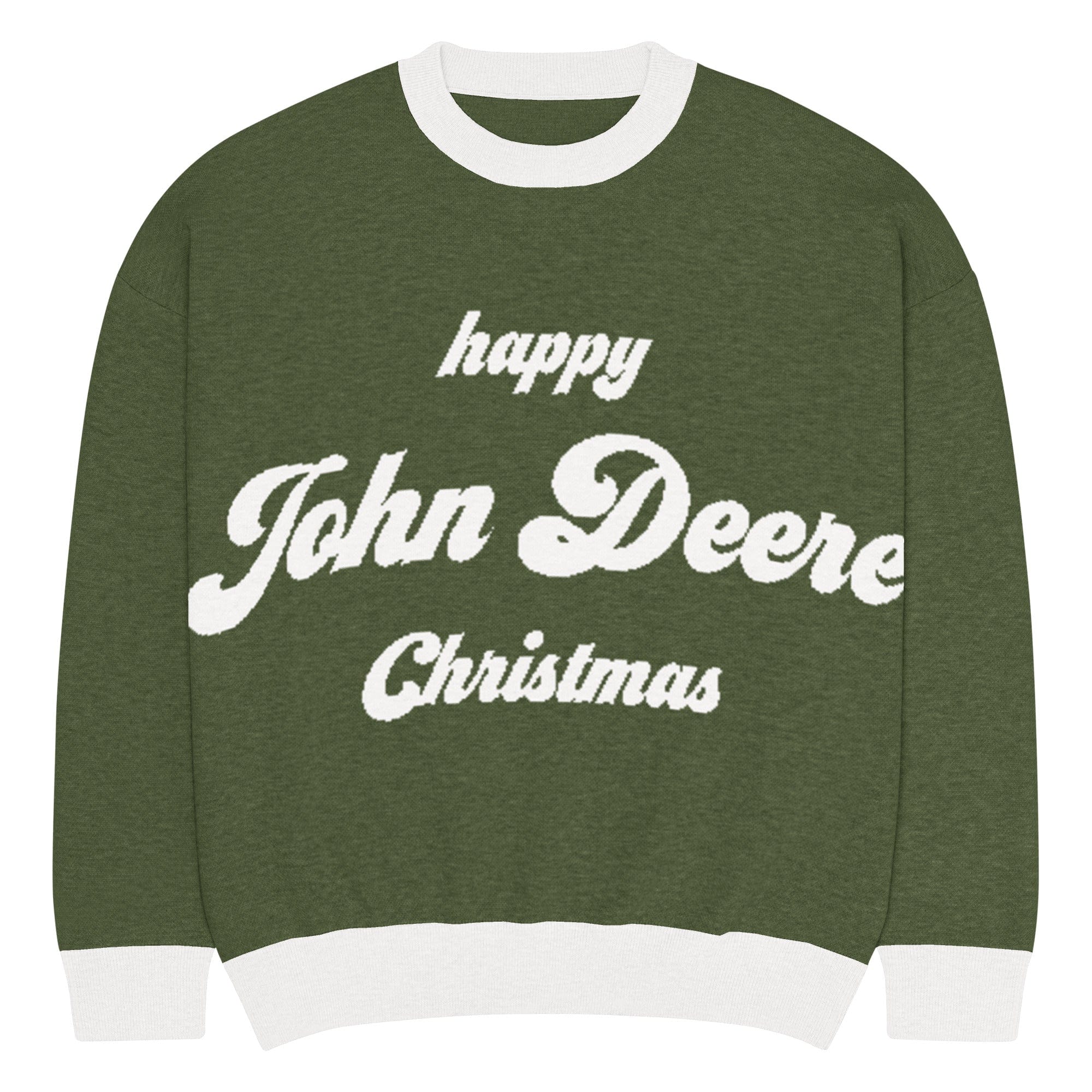 The Tractor Mugs Store 2XS Happy John Deere Christmas Jumper | Relaxed fit knitted crew neck sweater Quality Farmers Merch