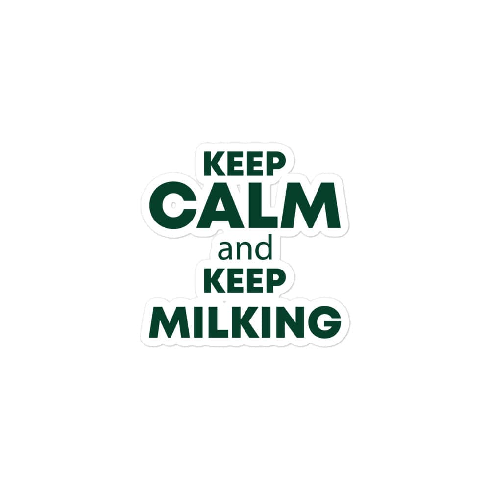 The Tractor Mugs Store 3″×3″ KEEP CALM and KEEP MILKING | Bubble-free stickers Quality Farmers Merch