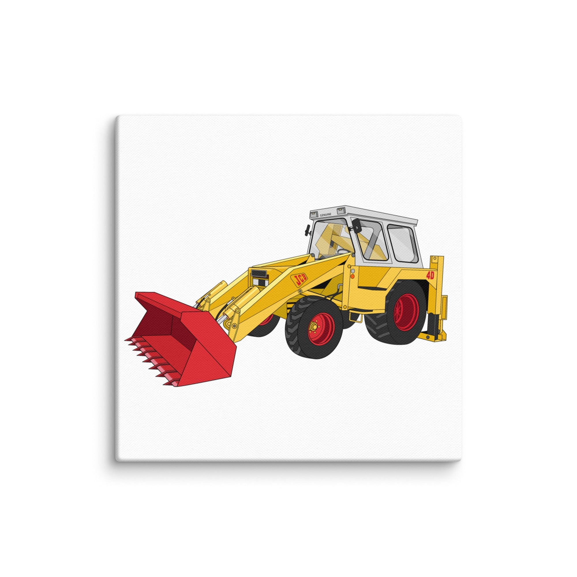 The Tractor Mugs Store 6″×6″ JCB 4D Backhoe | Canvas Quality Farmers Merch