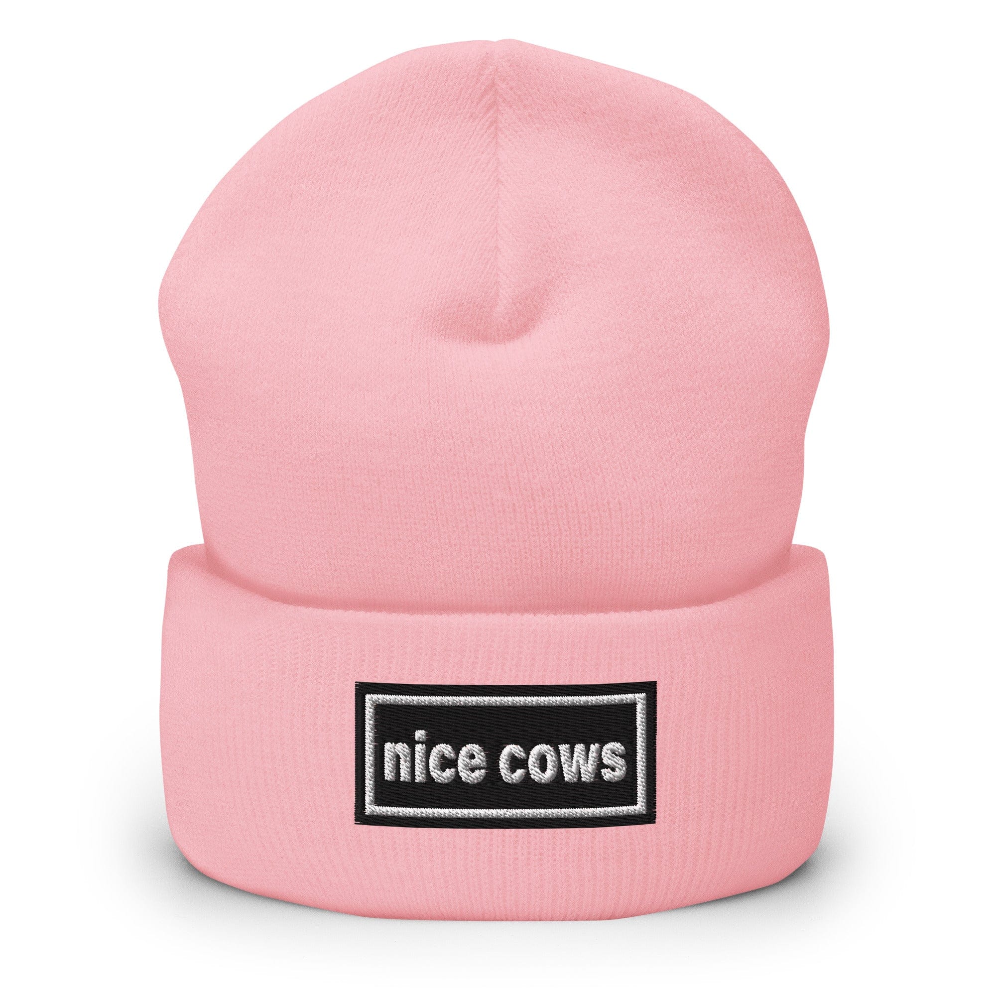 The Tractor Mugs Store Baby Pink OASIS Style 'Nice Cows' | Cuffed Beanie Quality Farmers Merch
