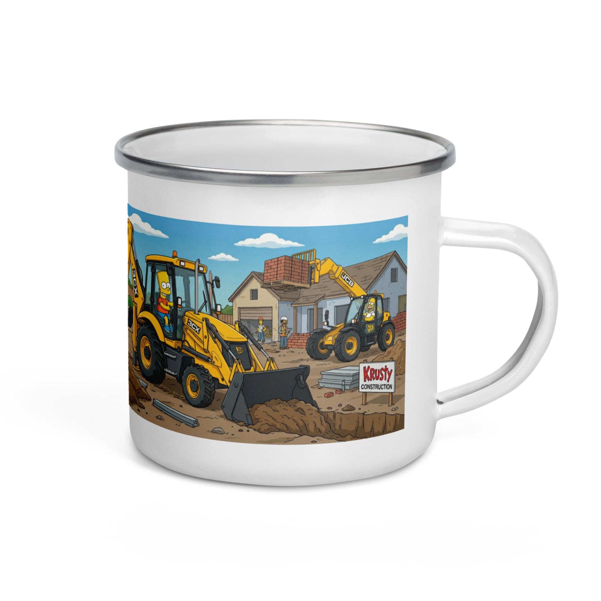 The Tractor Mugs Store Bart JCB 3CX | Enamel Mug Quality Farmers Merch