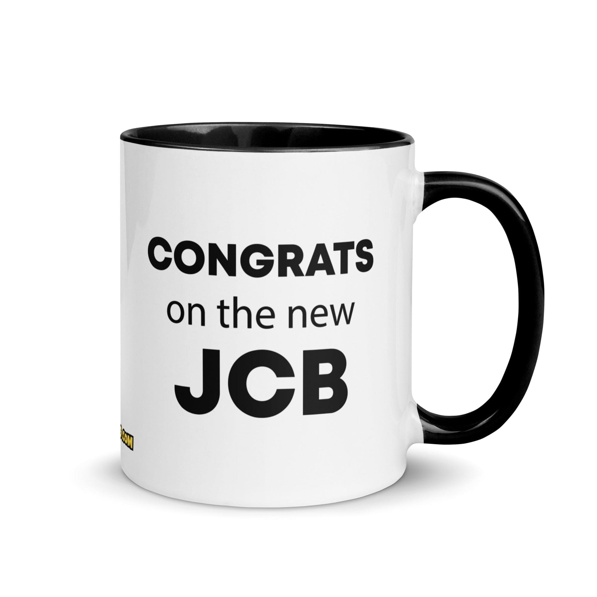 The Tractor Mugs Store Black Congrats On The New JCB Mug with Color Inside Quality Farmers Merch