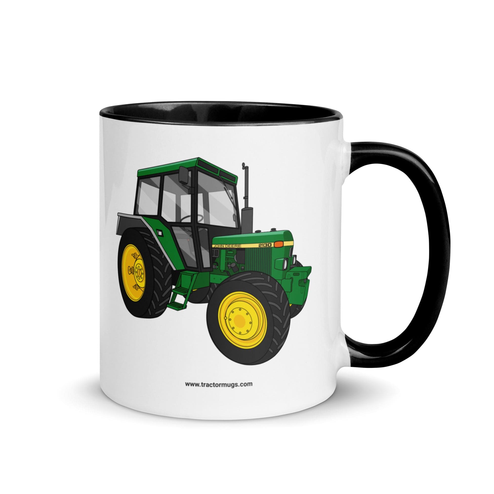 The Tractor Mugs Store Black John Deere 2130 | Mug with Color Inside Quality Farmers Merch