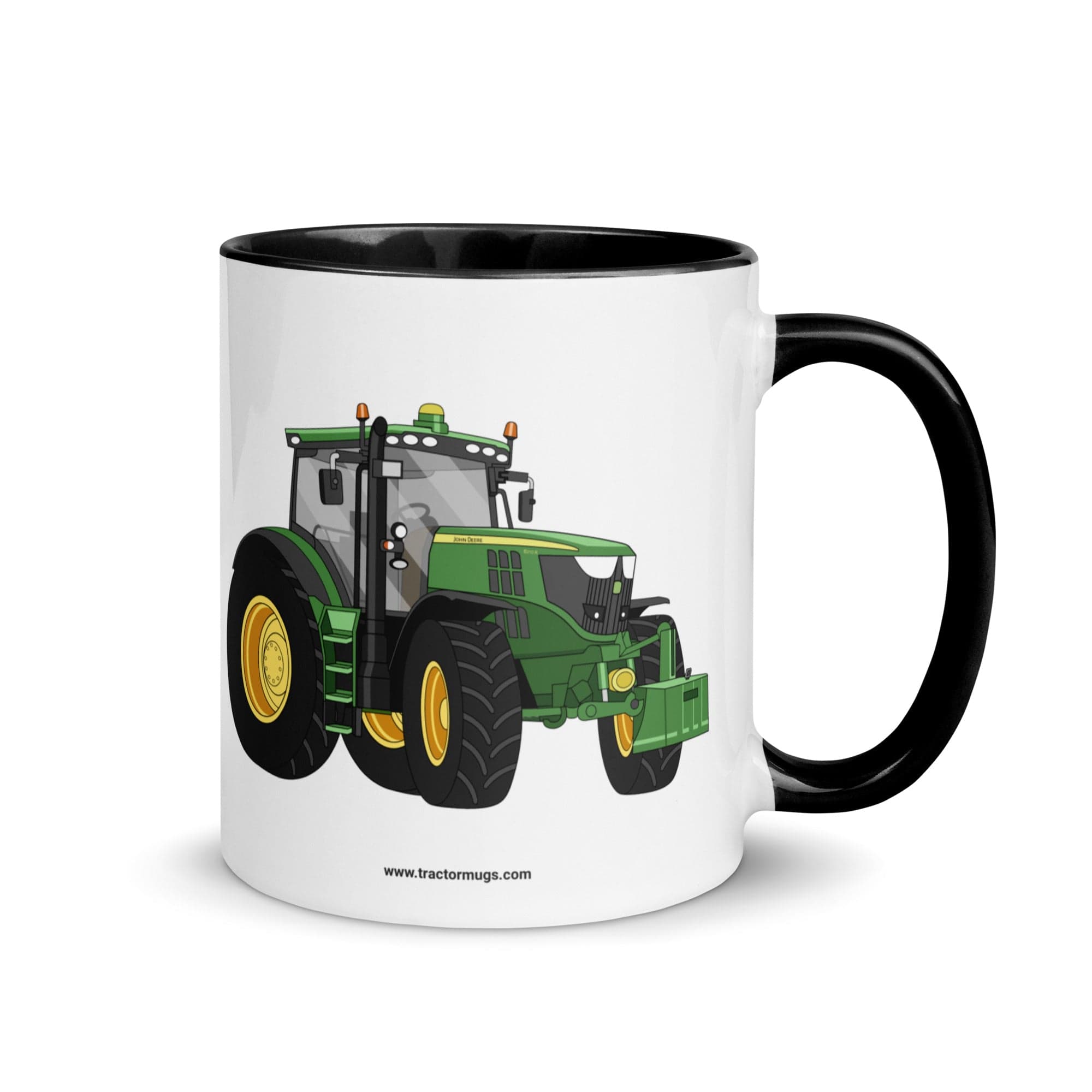 The Tractor Mugs Store Black John Deere 6210 R | Mug with Color Inside Quality Farmers Merch