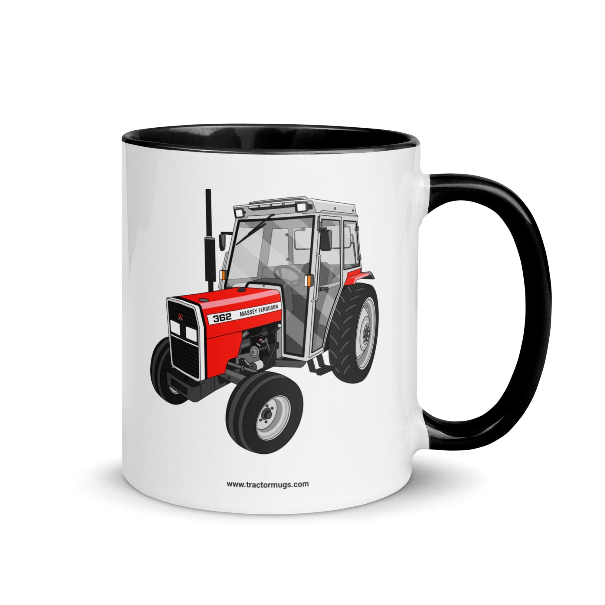 The Tractor Mugs Store Black Massey Ferguson 362 | Mug with Color Inside Quality Farmers Merch