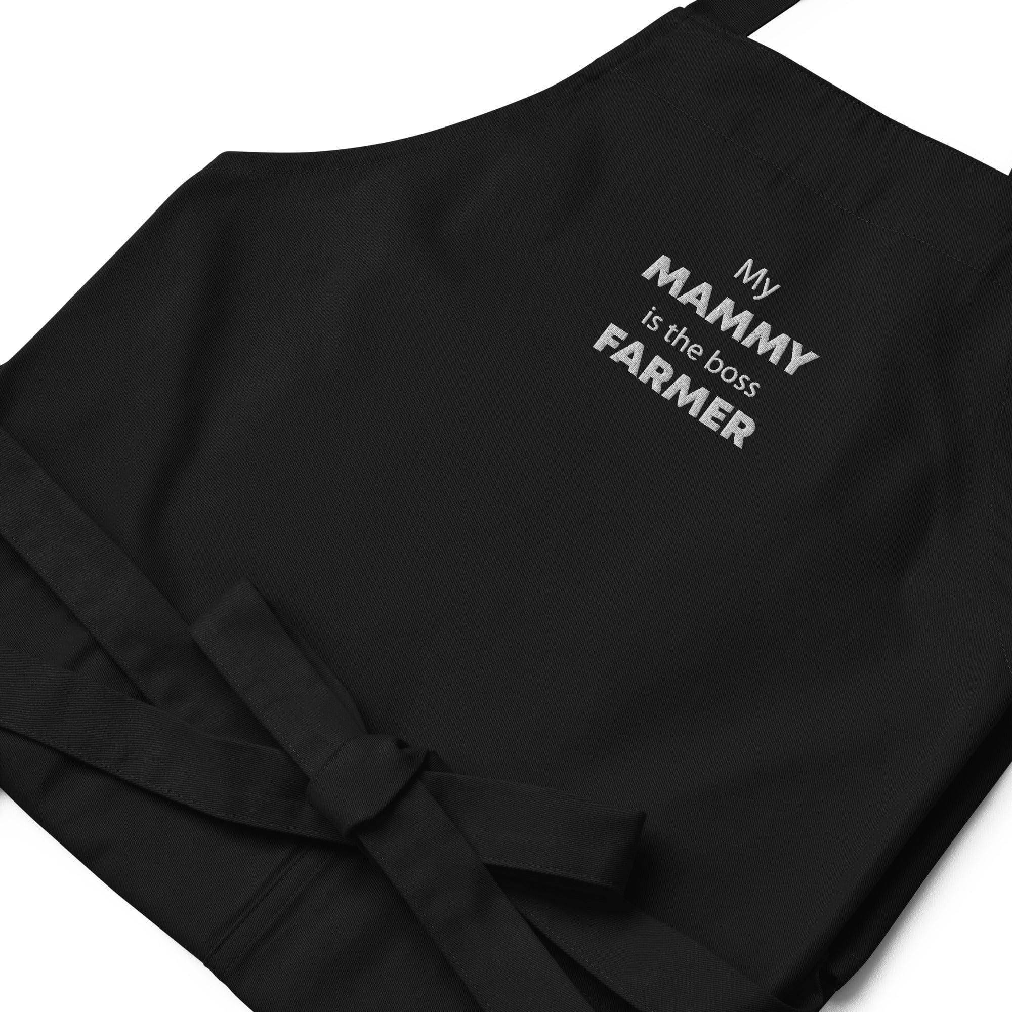 The Tractor Mugs Store Black My Mammy is the Boss Farmer | Organic cotton apron Quality Farmers Merch