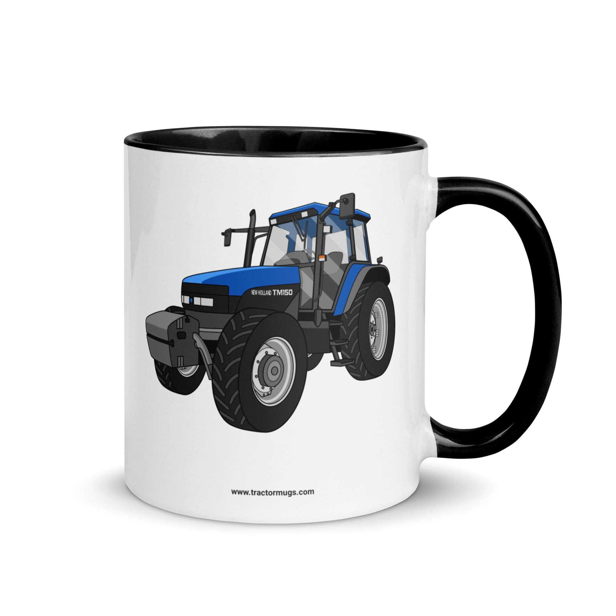 The Tractor Mugs Store Black New Holland TM 150 Super Steer | Mug with Color Inside Quality Farmers Merch