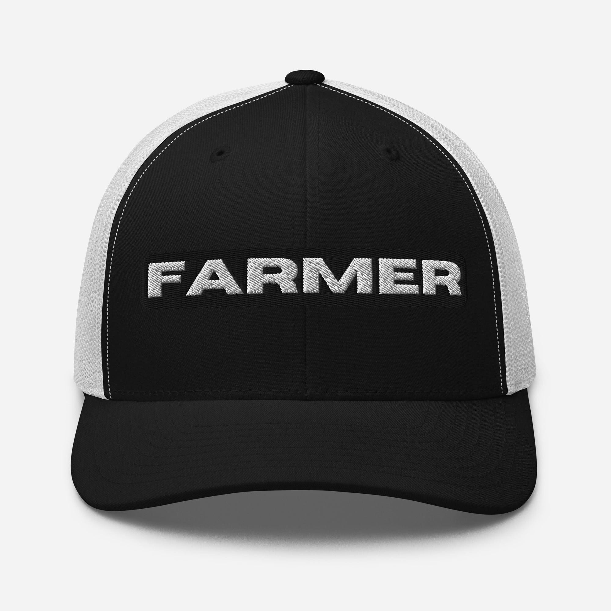 The Tractor Mugs Store Black/ White FARMER Trucker Cap Quality Farmers Merch