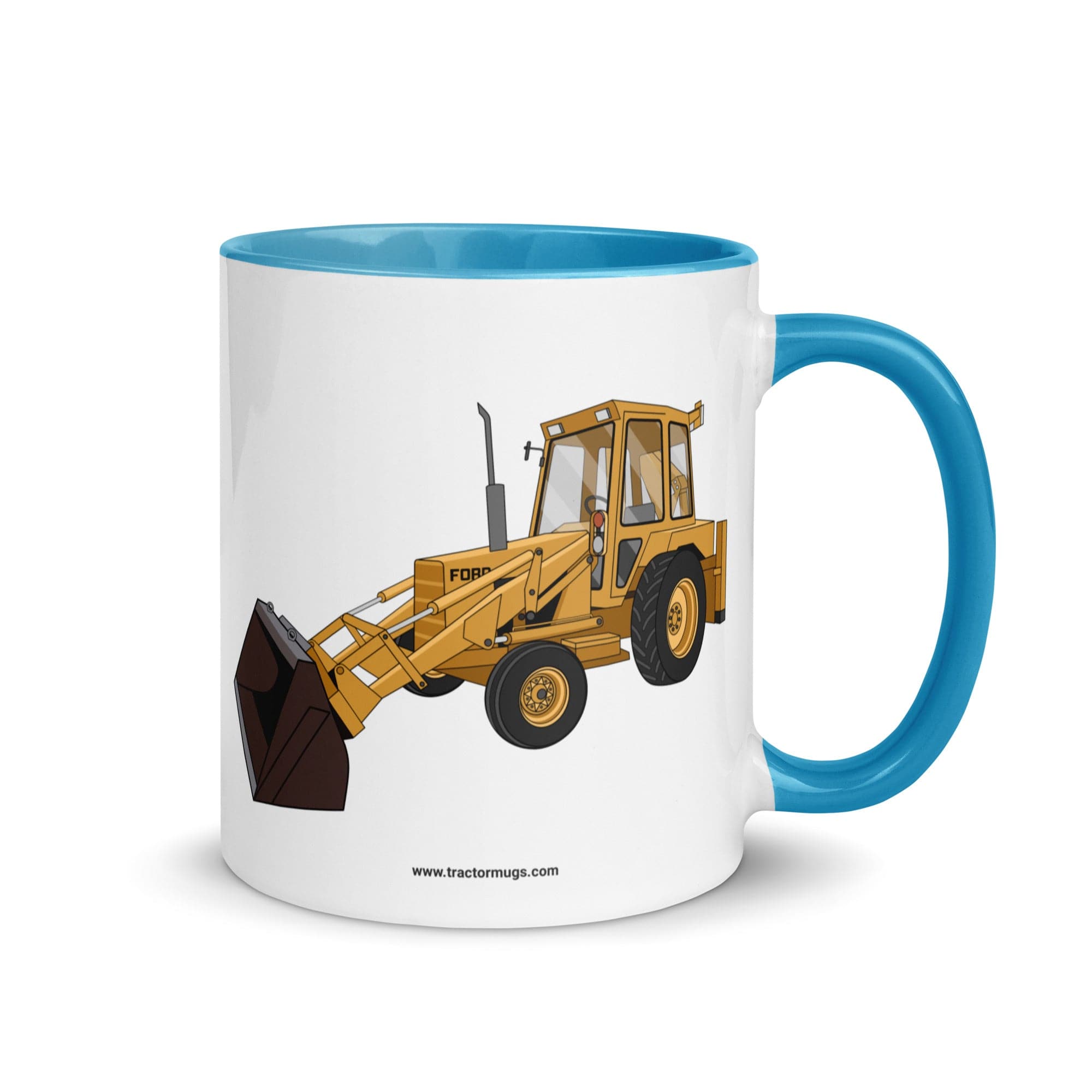 The Tractor Mugs Store Blue Ford 550 Backhoe | Mug with Color Inside Quality Farmers Merch