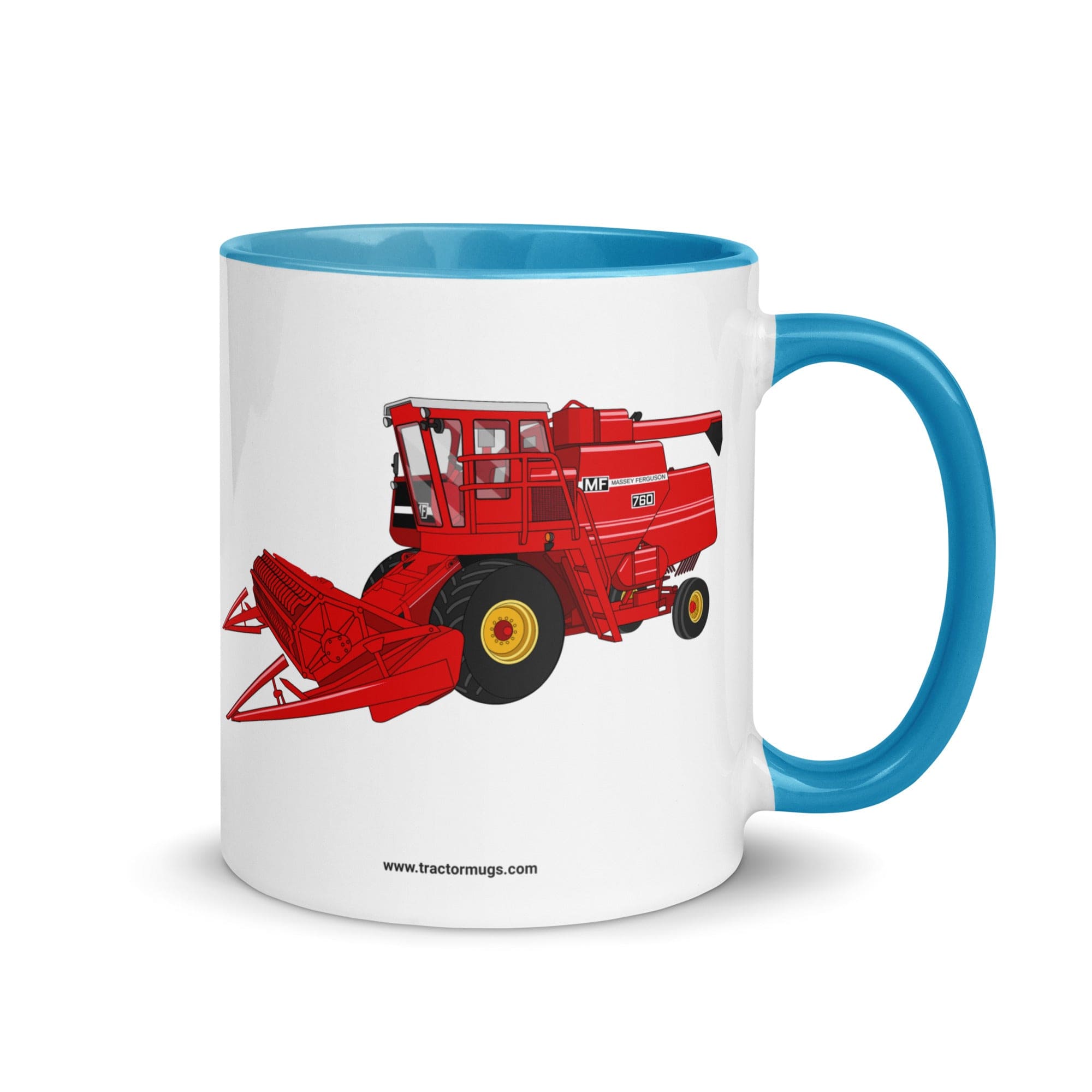 The Tractor Mugs Store Blue Massey 760 Combine Harvester | Mug with Color Inside Quality Farmers Merch