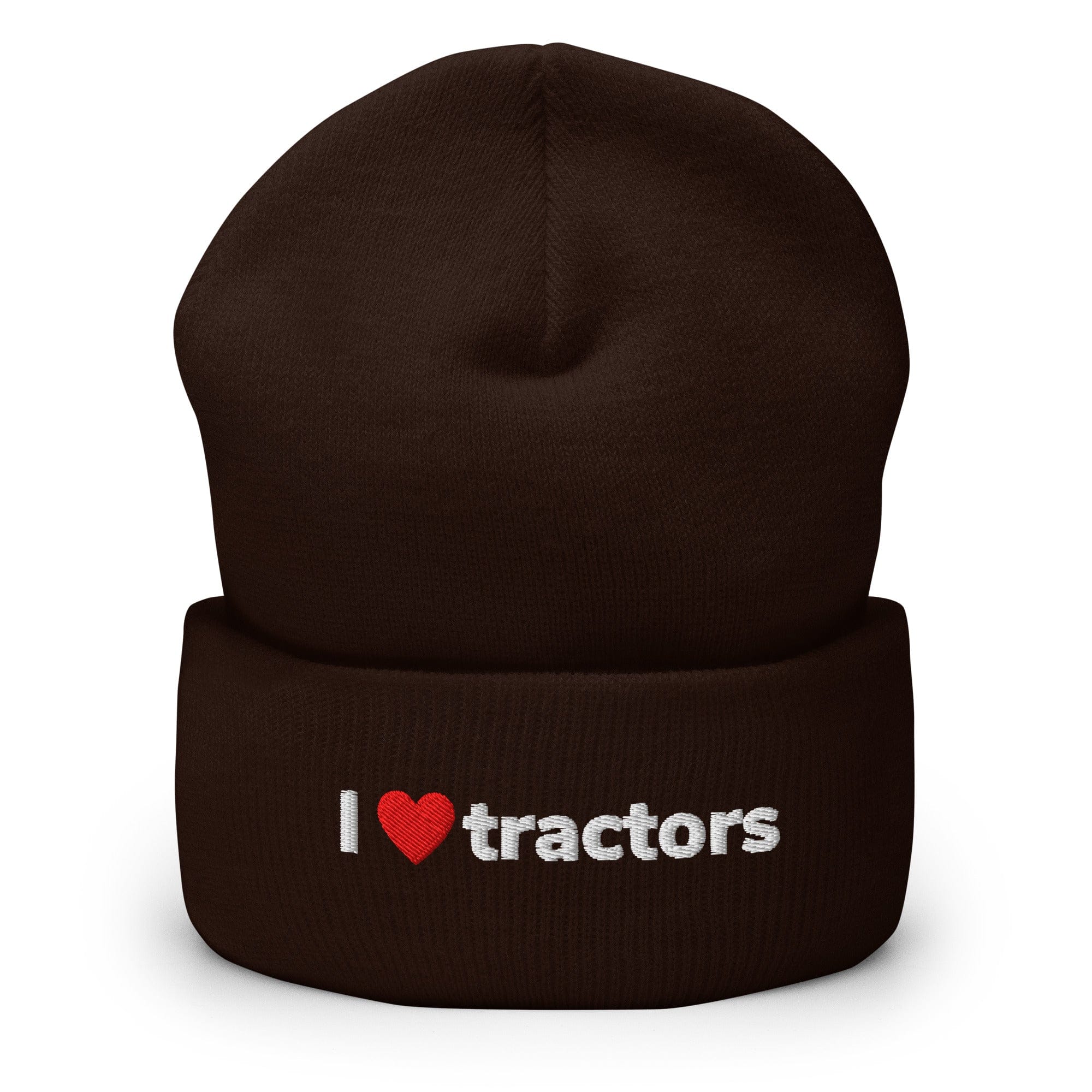 The Tractor Mugs Store Brown I Love Tractors | Cuffed Beanie Quality Farmers Merch