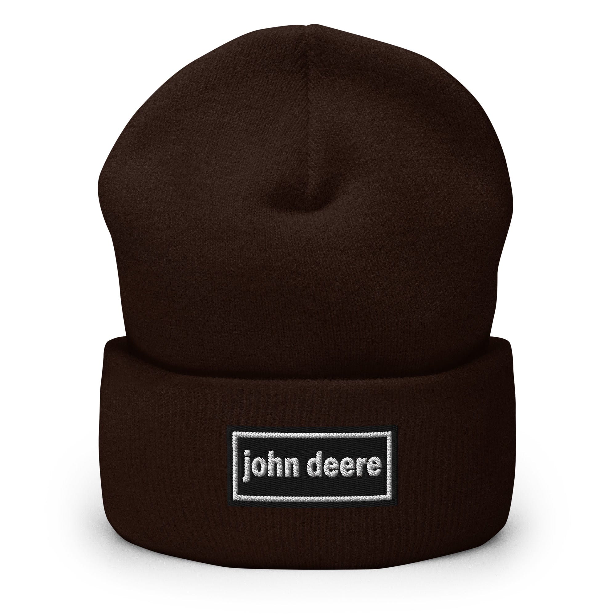 The Tractor Mugs Store Brown OASIS Style 'John Deere' | Cuffed Beanie Quality Farmers Merch