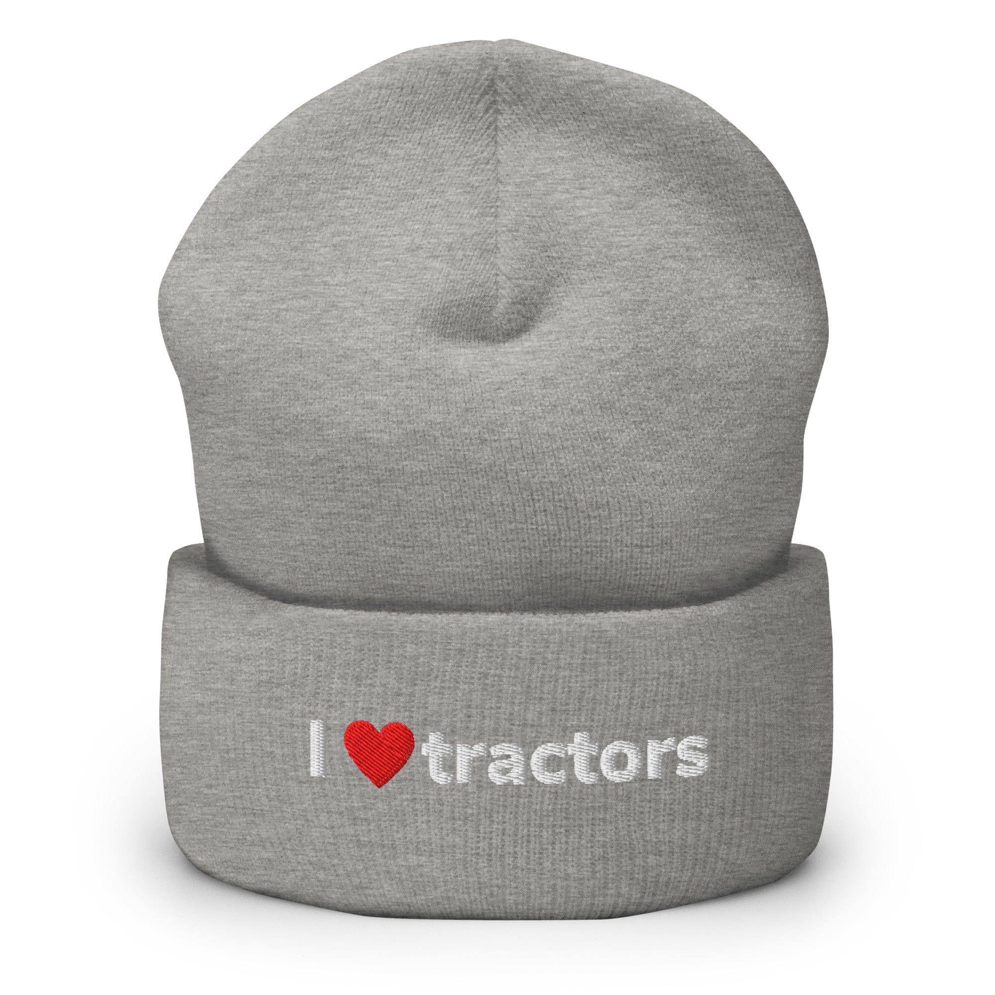 The Tractor Mugs Store Heather Grey I Love Tractors | Cuffed Beanie Quality Farmers Merch