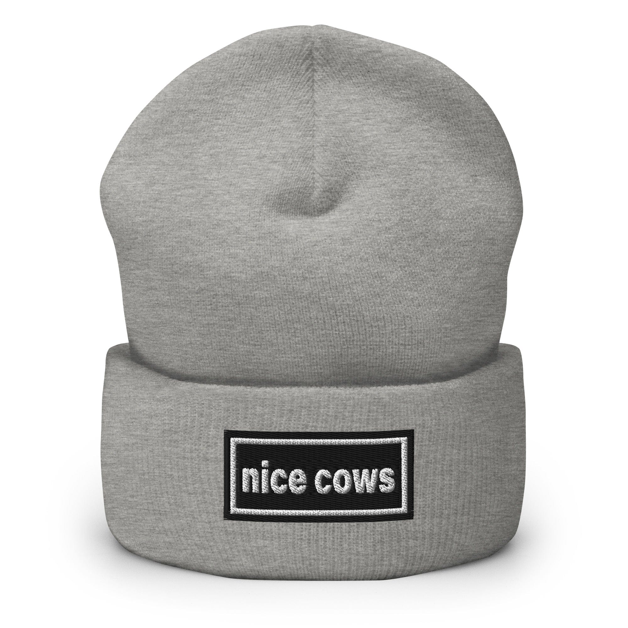 The Tractor Mugs Store Heather Grey OASIS Style 'Nice Cows' | Cuffed Beanie Quality Farmers Merch