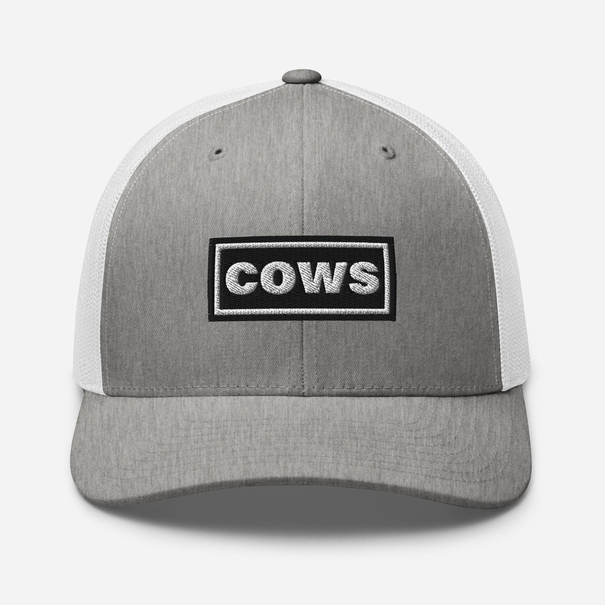 The Tractor Mugs Store Heather Grey/White Oasis Style Retro Cows | Trucker Cap Quality Farmers Merch