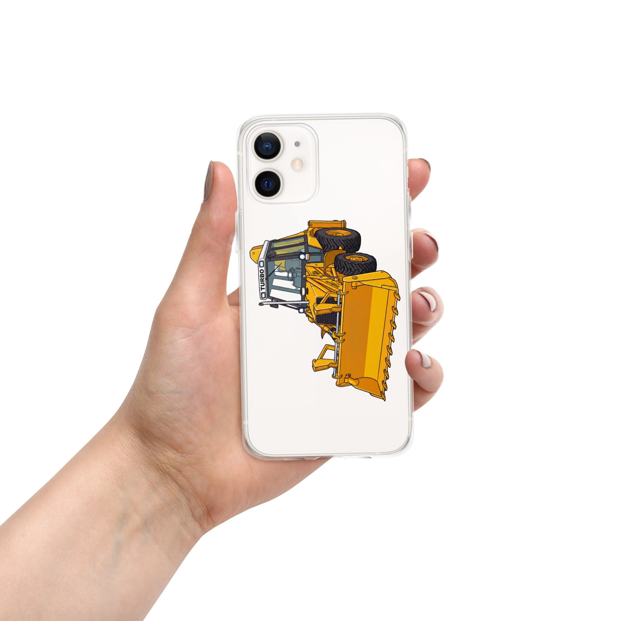 The Tractor Mugs Store iPhone 12 mini JCB Grey Cab TURBO | Clear Case for iPhone® Quality Farmers Merch