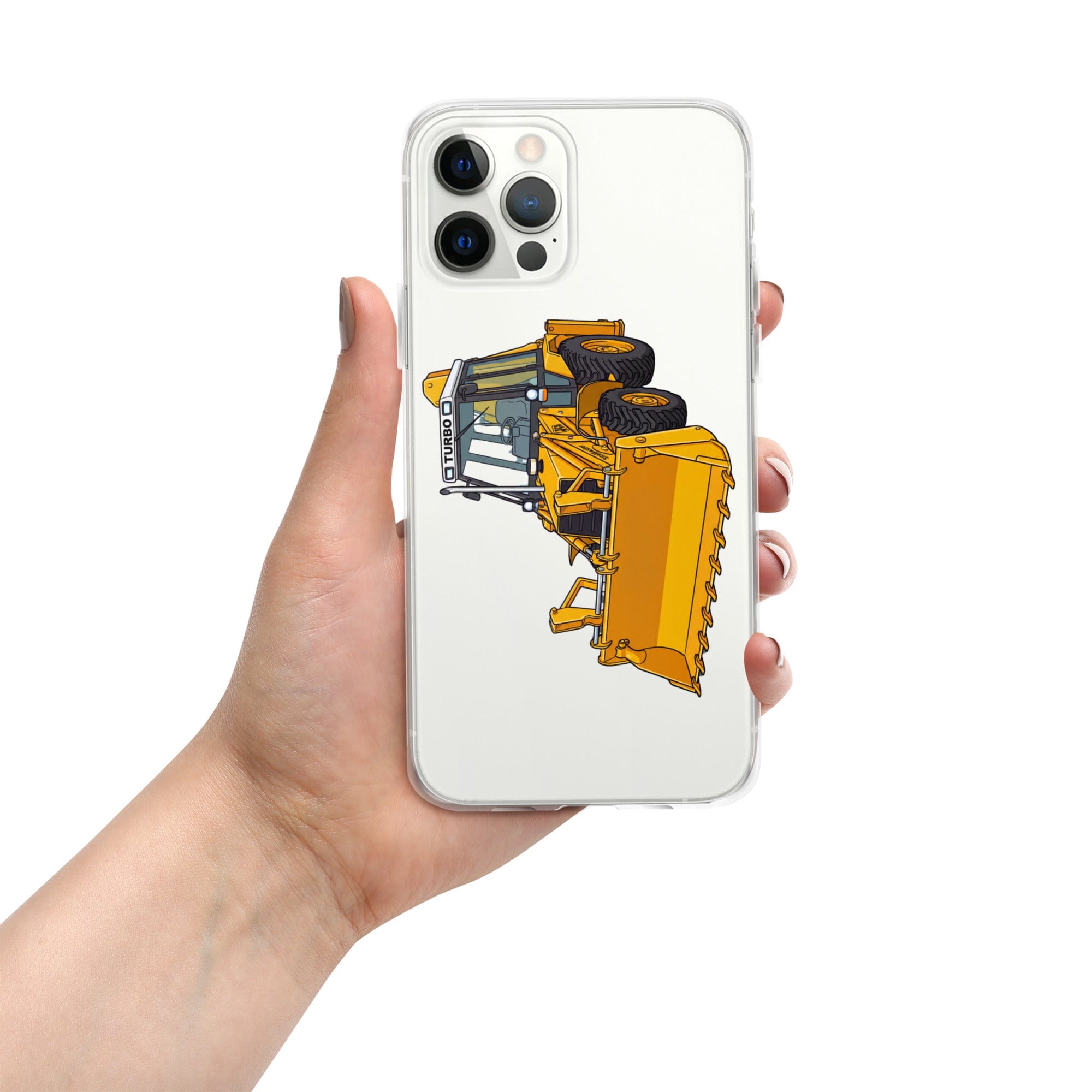 The Tractor Mugs Store iPhone 12 Pro Max JCB Grey Cab TURBO | Clear Case for iPhone® Quality Farmers Merch