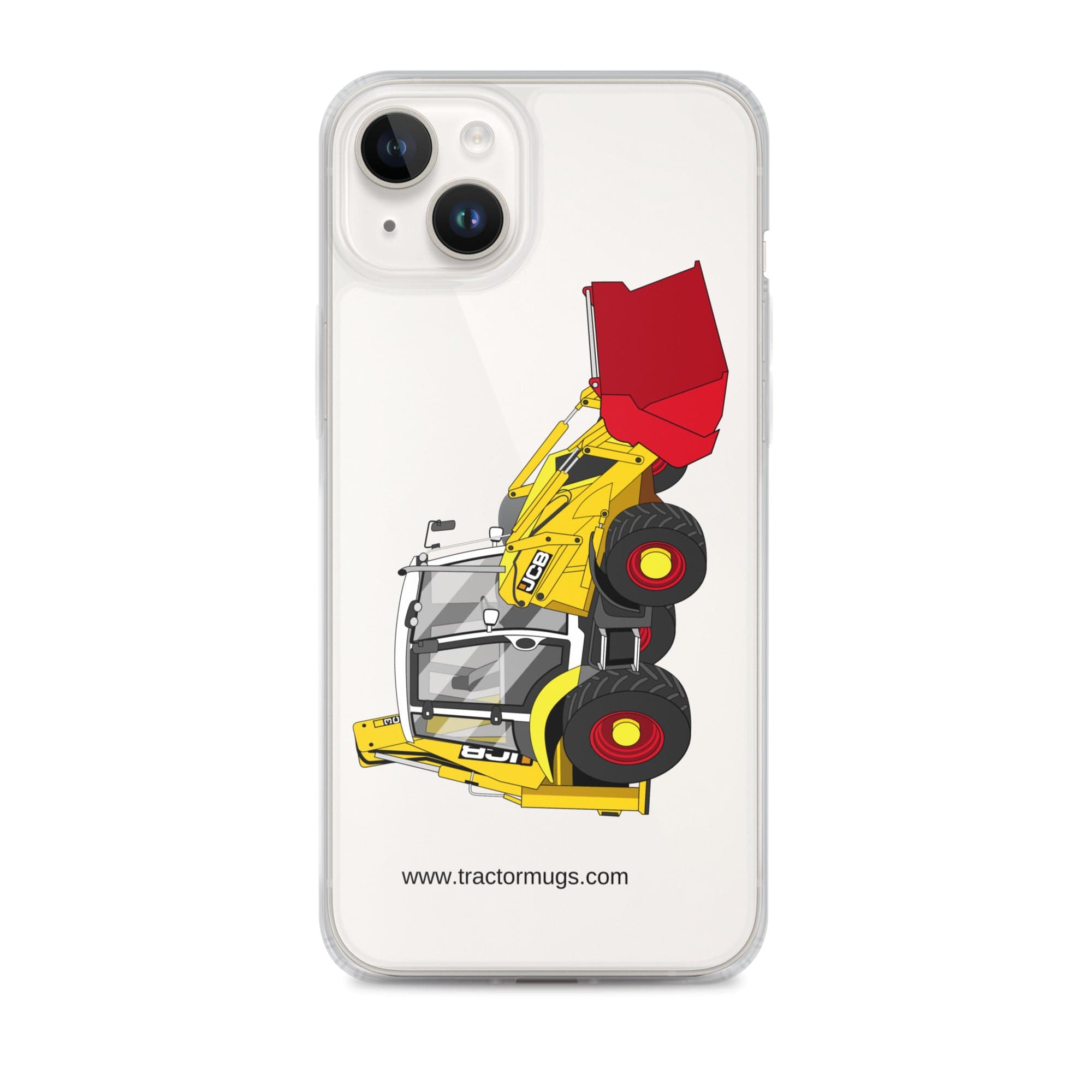 The Tractor Mugs Store iPhone 14 Plus JCB 3CX 70th Anniversary Edition | Clear Case for iPhone® Quality Farmers Merch