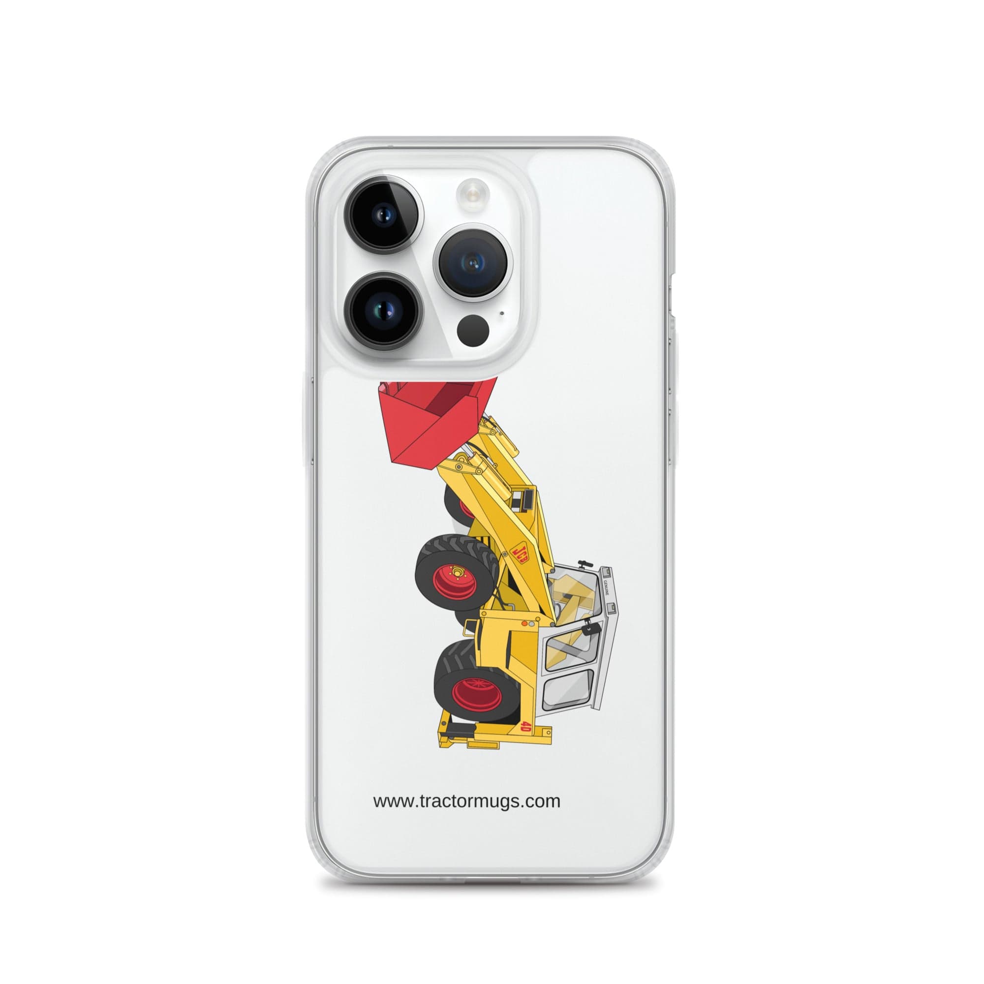 The Tractor Mugs Store iPhone 14 Pro JCB 4D Backhoe | Clear Case for iPhone® Quality Farmers Merch
