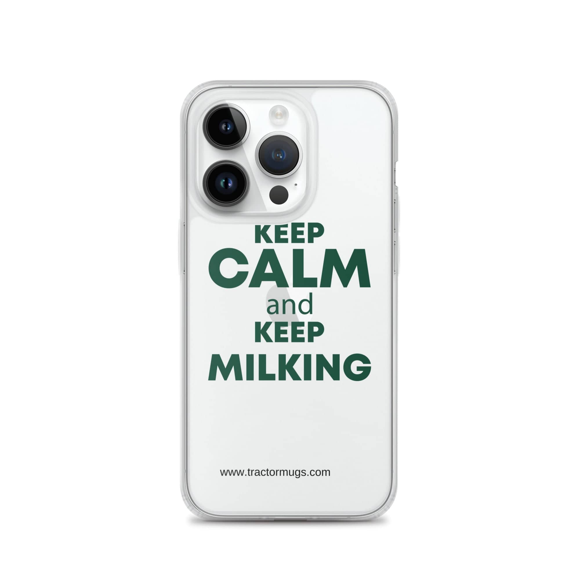 The Tractor Mugs Store iPhone 14 Pro KEEP CALM and KEEP MILKING | Clear Case for iPhone® Quality Farmers Merch