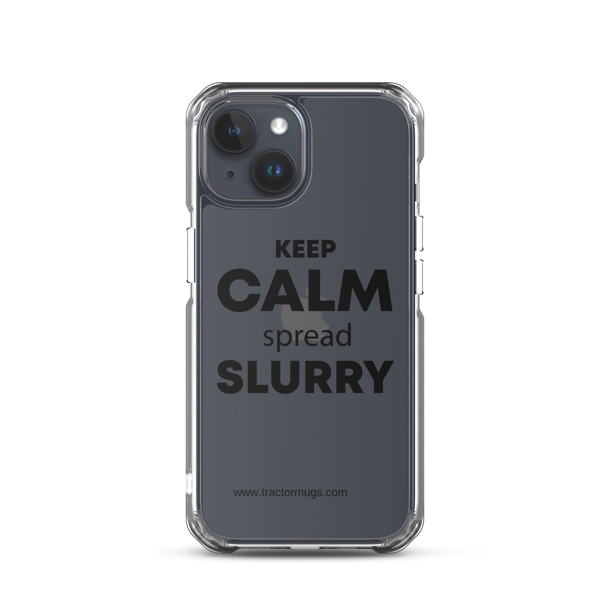 The Tractor Mugs Store iPhone 15 KEEP CALM spread SLURRY | Clear Case for iPhone® Quality Farmers Merch