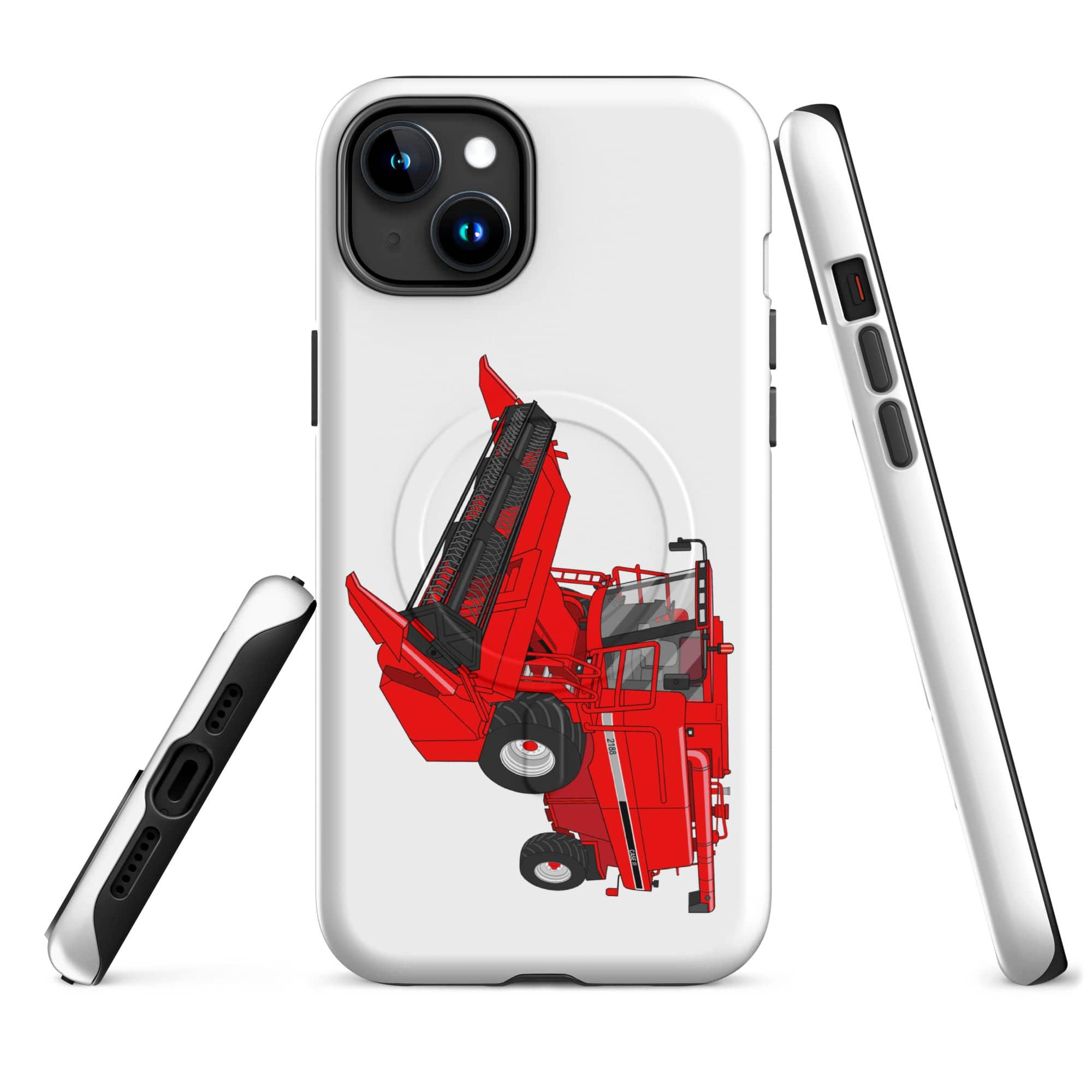 The Tractor Mugs Store iPhone 15 Plus Case IH Axial Flow 2188 Harvester | MagSafe® tough case for iPhone® Quality Farmers Merch