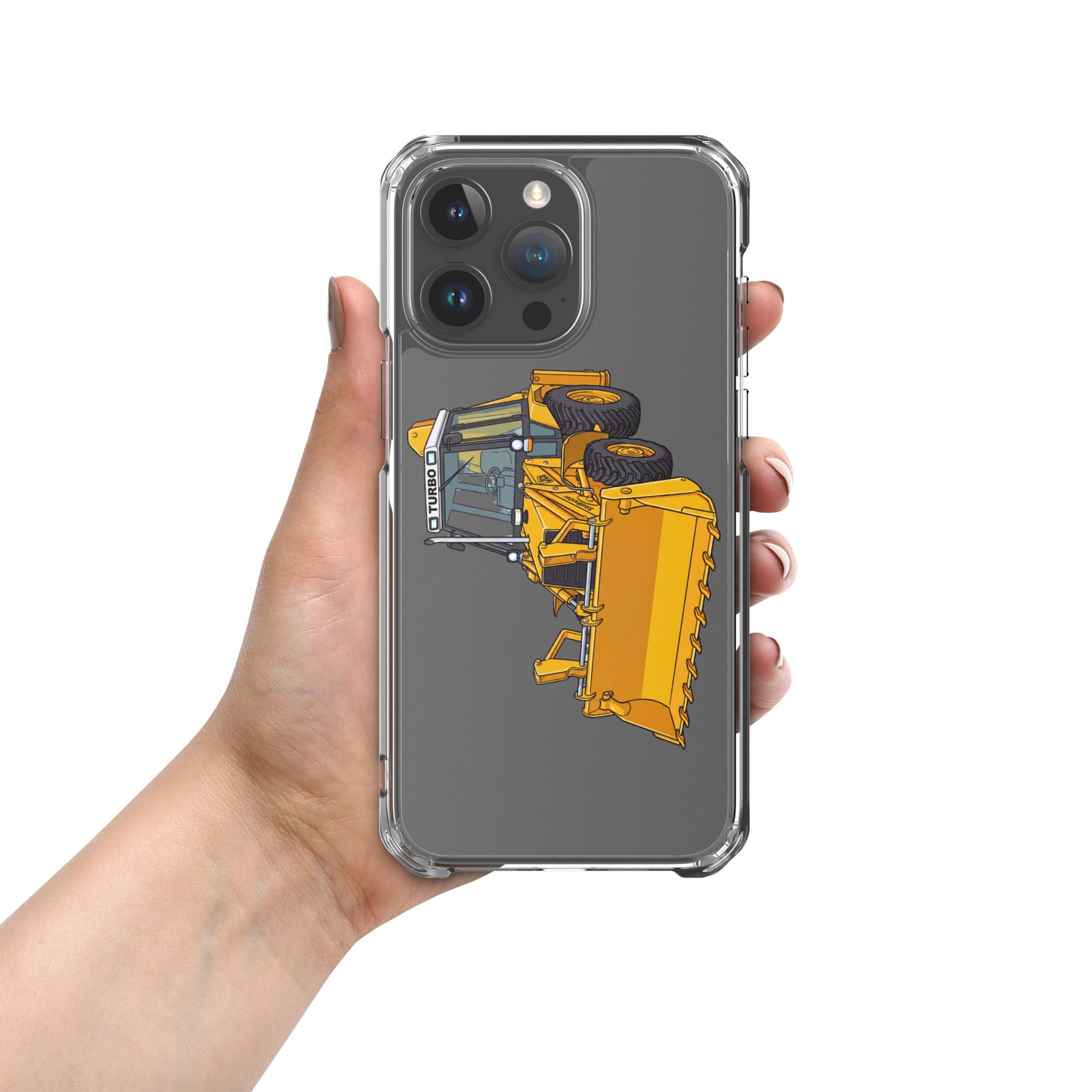 The Tractor Mugs Store iPhone 15 Pro Max JCB Grey Cab TURBO | Clear Case for iPhone® Quality Farmers Merch
