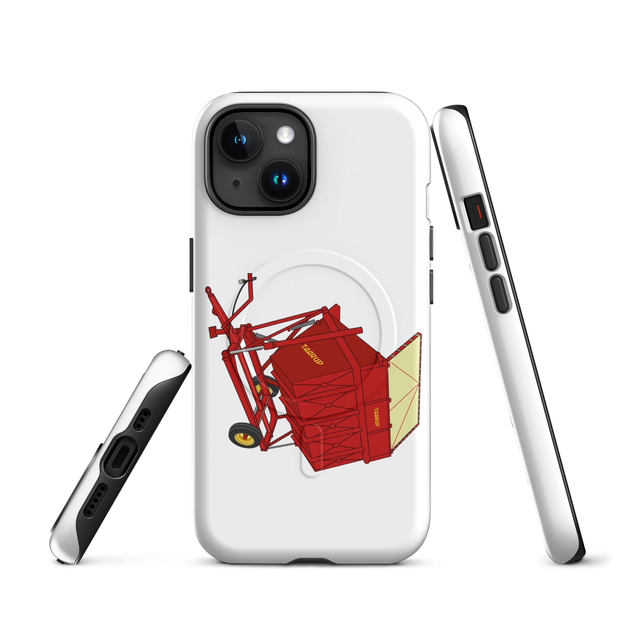 The Tractor Mugs Store iPhone 15 Taarup tipvogn T3 Trailer | MagSafe® tough case for iPhone® Quality Farmers Merch