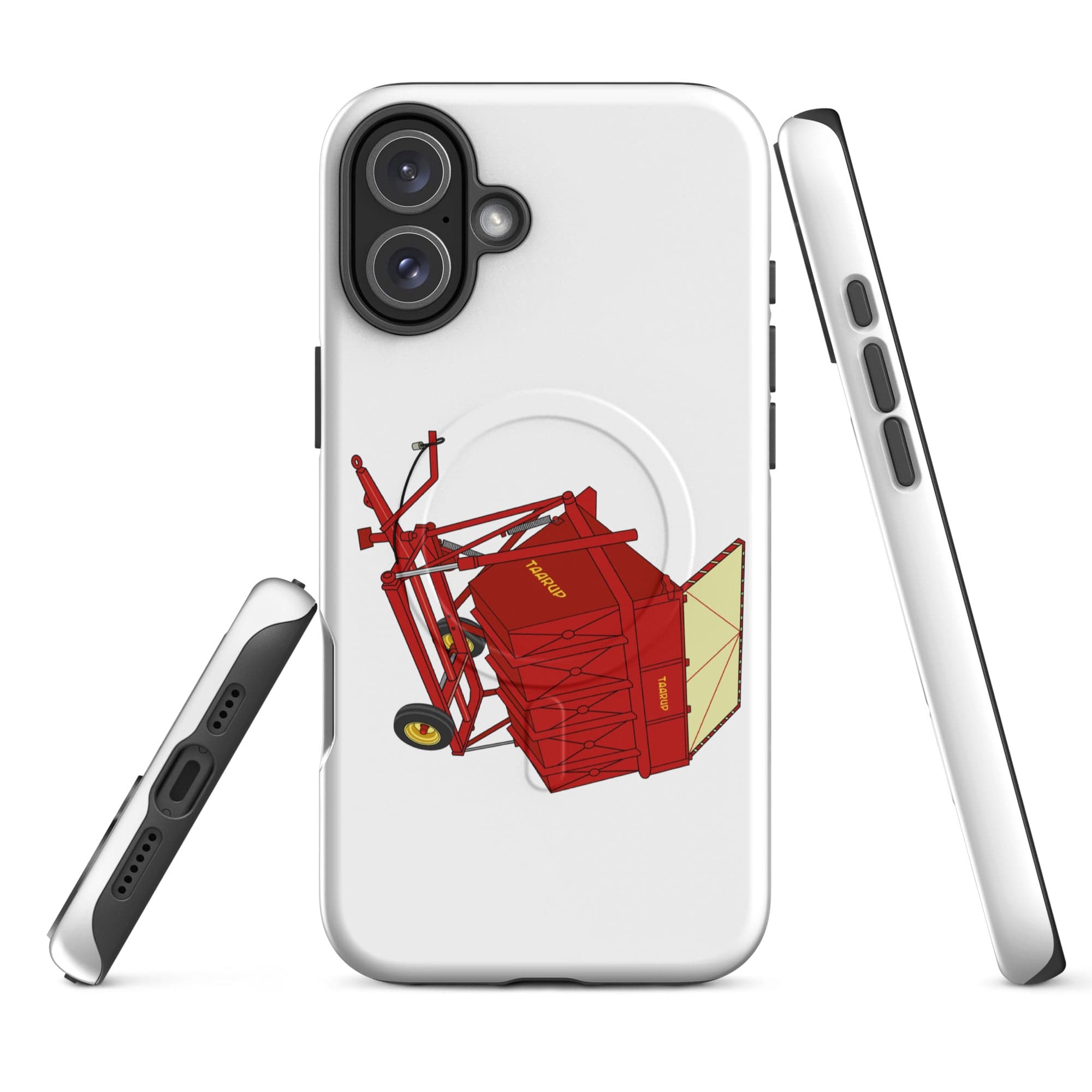 The Tractor Mugs Store iPhone 16 Plus Taarup tipvogn T3 Trailer | MagSafe® tough case for iPhone® Quality Farmers Merch