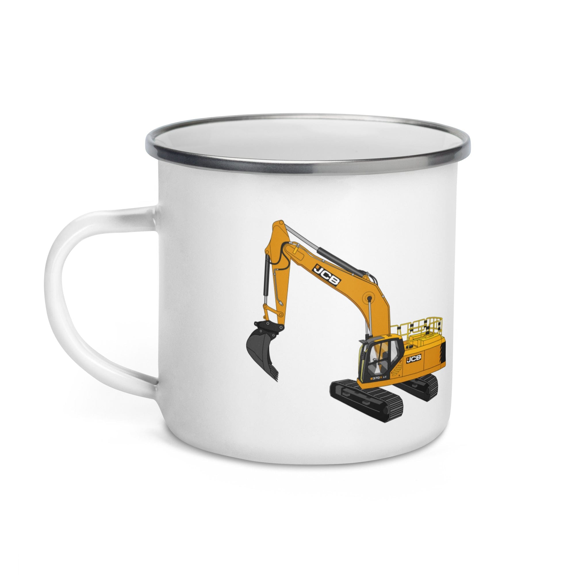 The Tractor Mugs Store JCB 370 LC | Enamel Mug Quality Farmers Merch