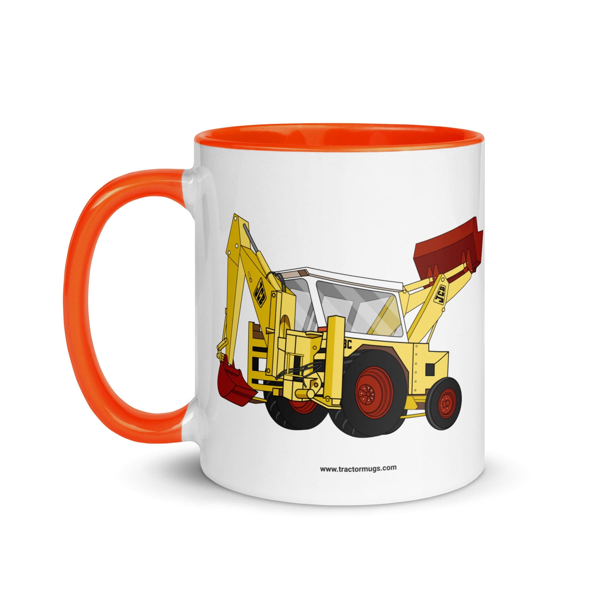 The Tractor Mugs Store JCB 3C II Backhoe | Mug with Color Inside Quality Farmers Merch