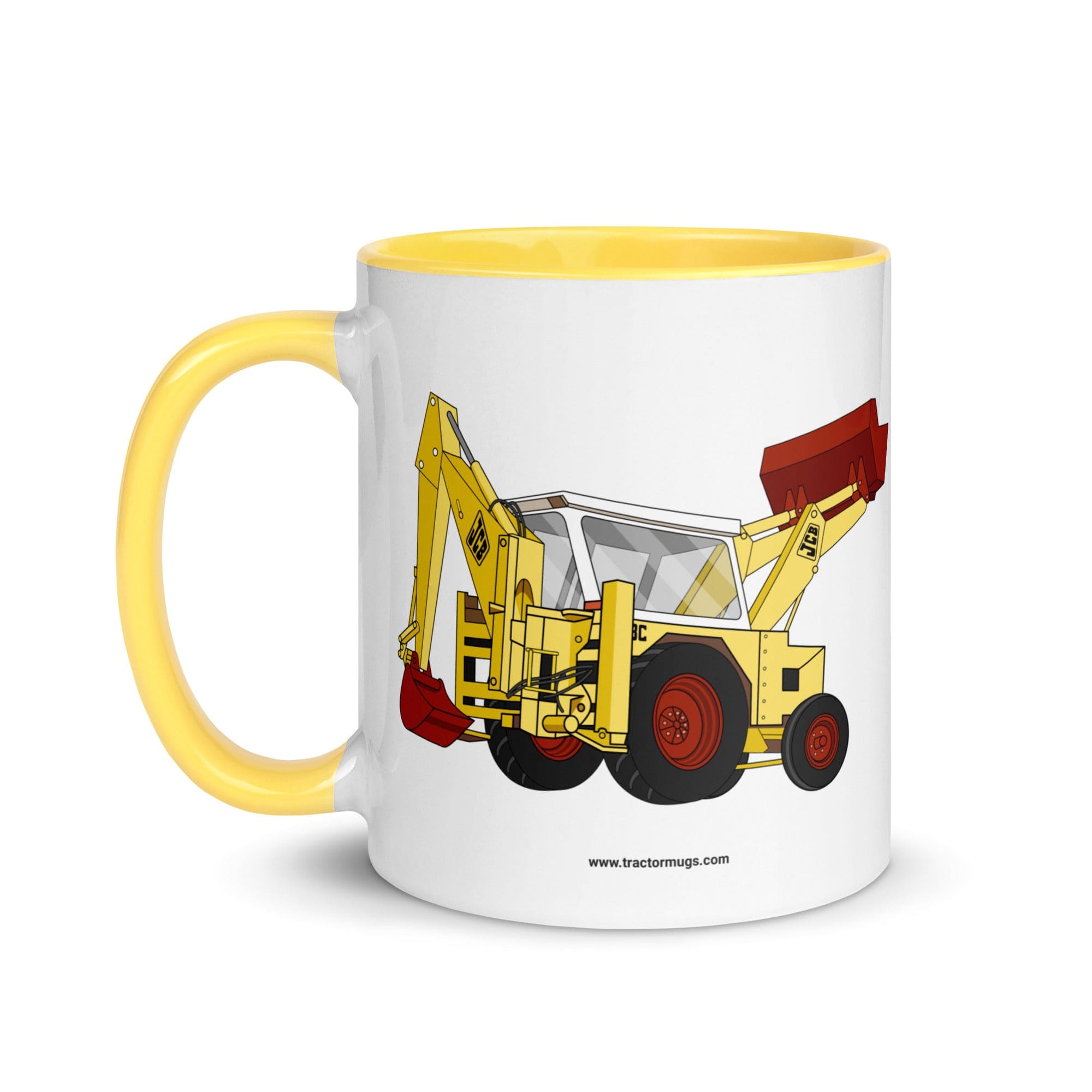 The Tractor Mugs Store JCB 3C II Backhoe | Mug with Color Inside Quality Farmers Merch