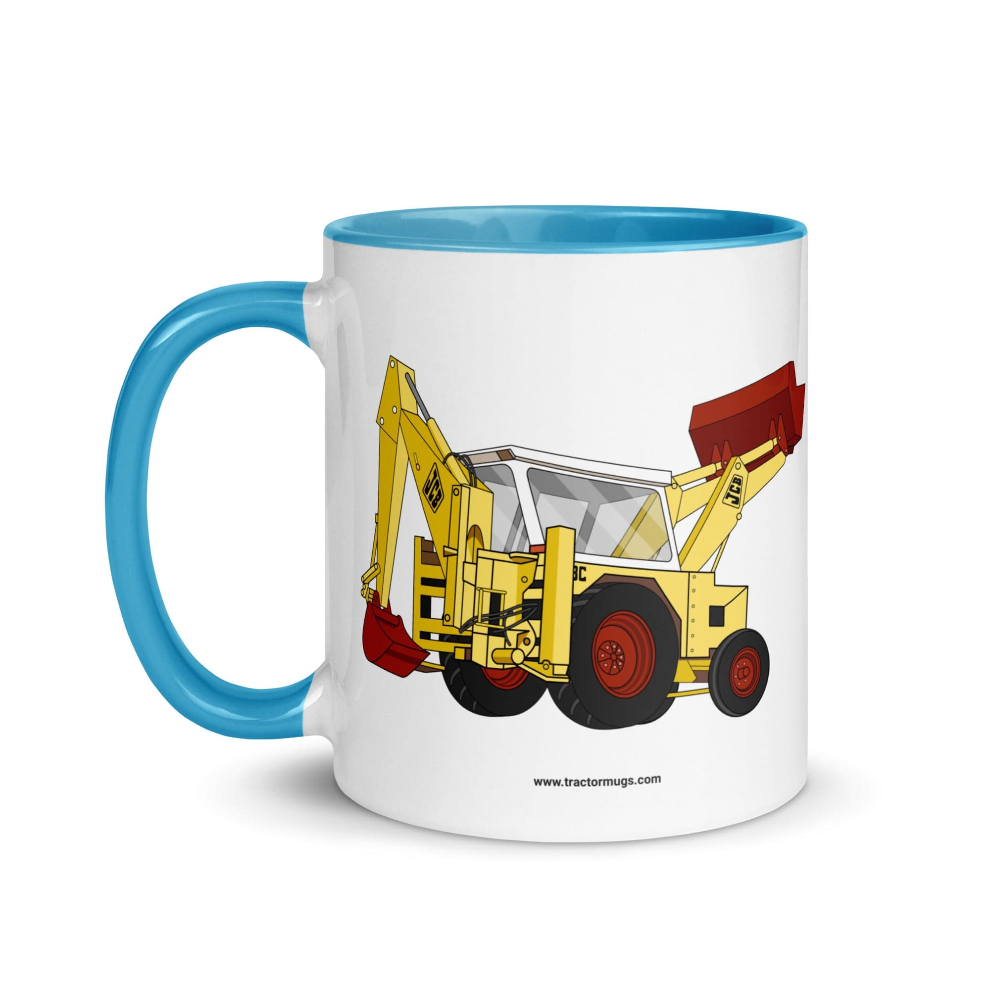 The Tractor Mugs Store JCB 3C II Backhoe | Mug with Color Inside Quality Farmers Merch