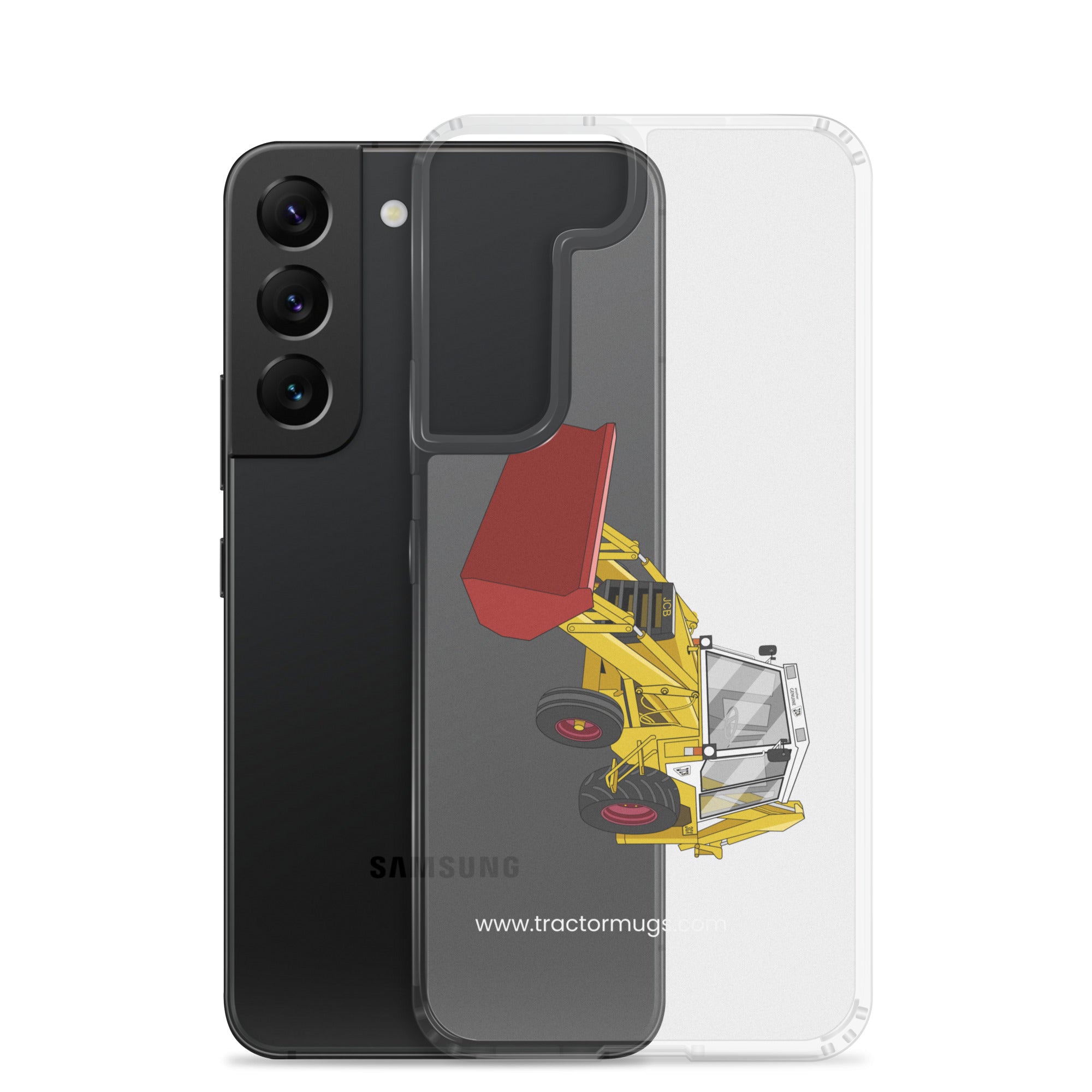 The Tractor Mugs Store JCB 3CX White Cabin 2WD | Clear Case for Samsung® Quality Farmers Merch