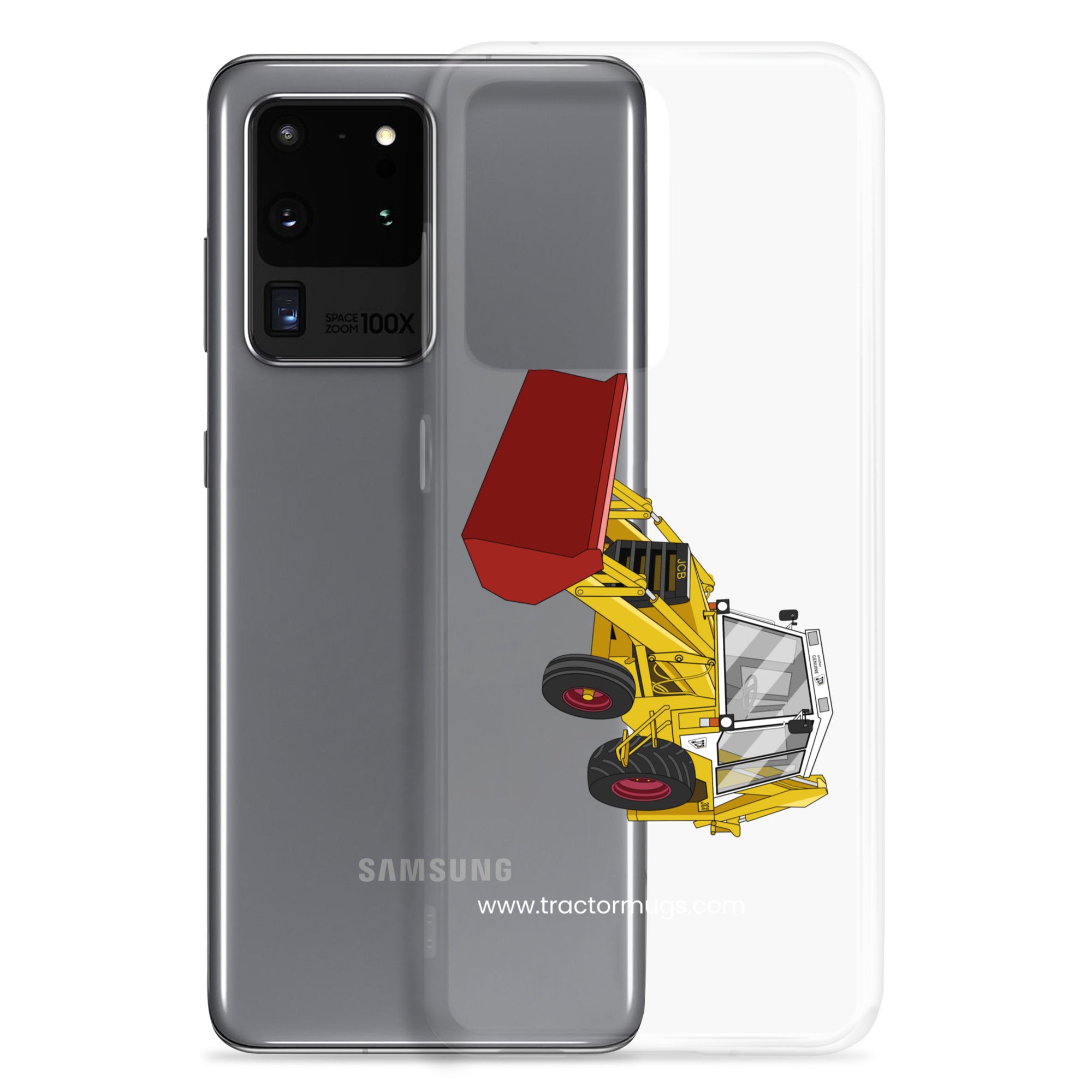 The Tractor Mugs Store JCB 3CX White Cabin 2WD | Clear Case for Samsung® Quality Farmers Merch