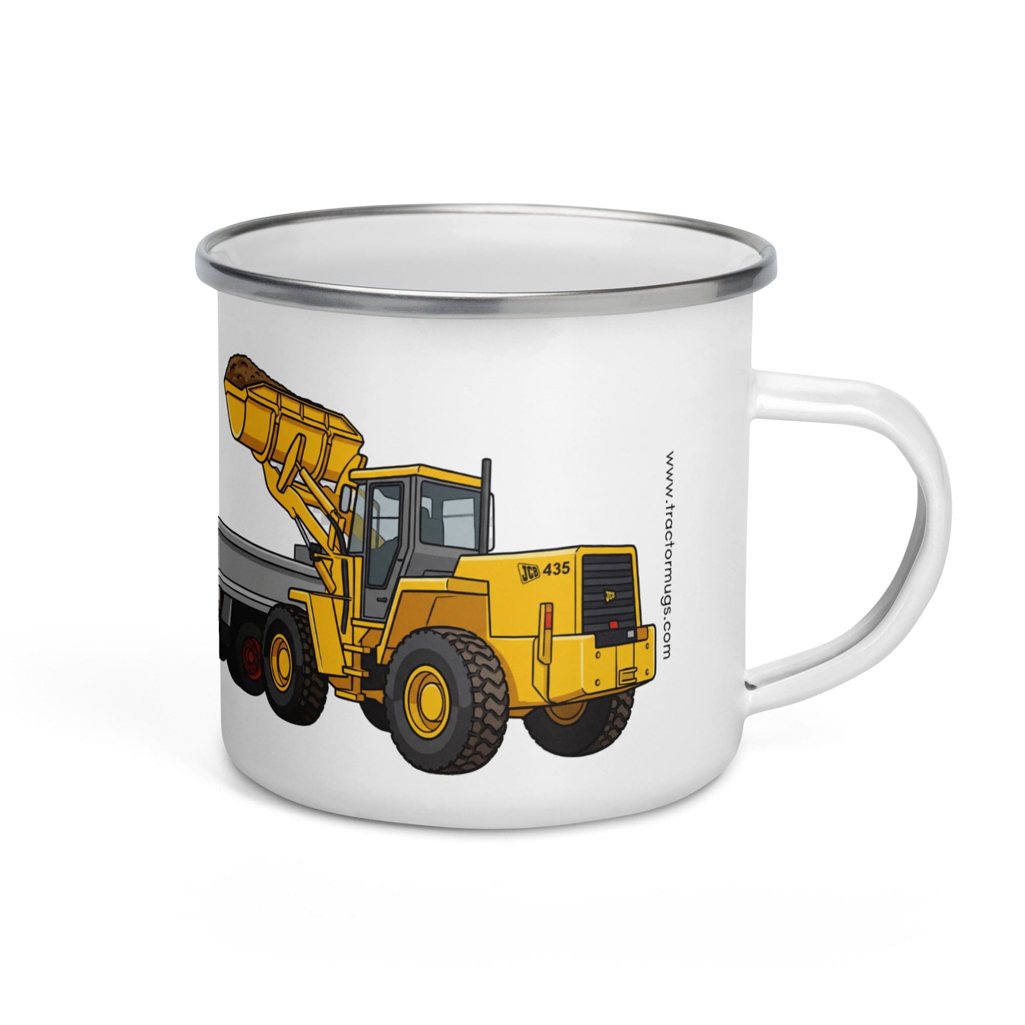 The Tractor Mugs Store JCB 435 Loader | Enamel Mug Quality Farmers Merch