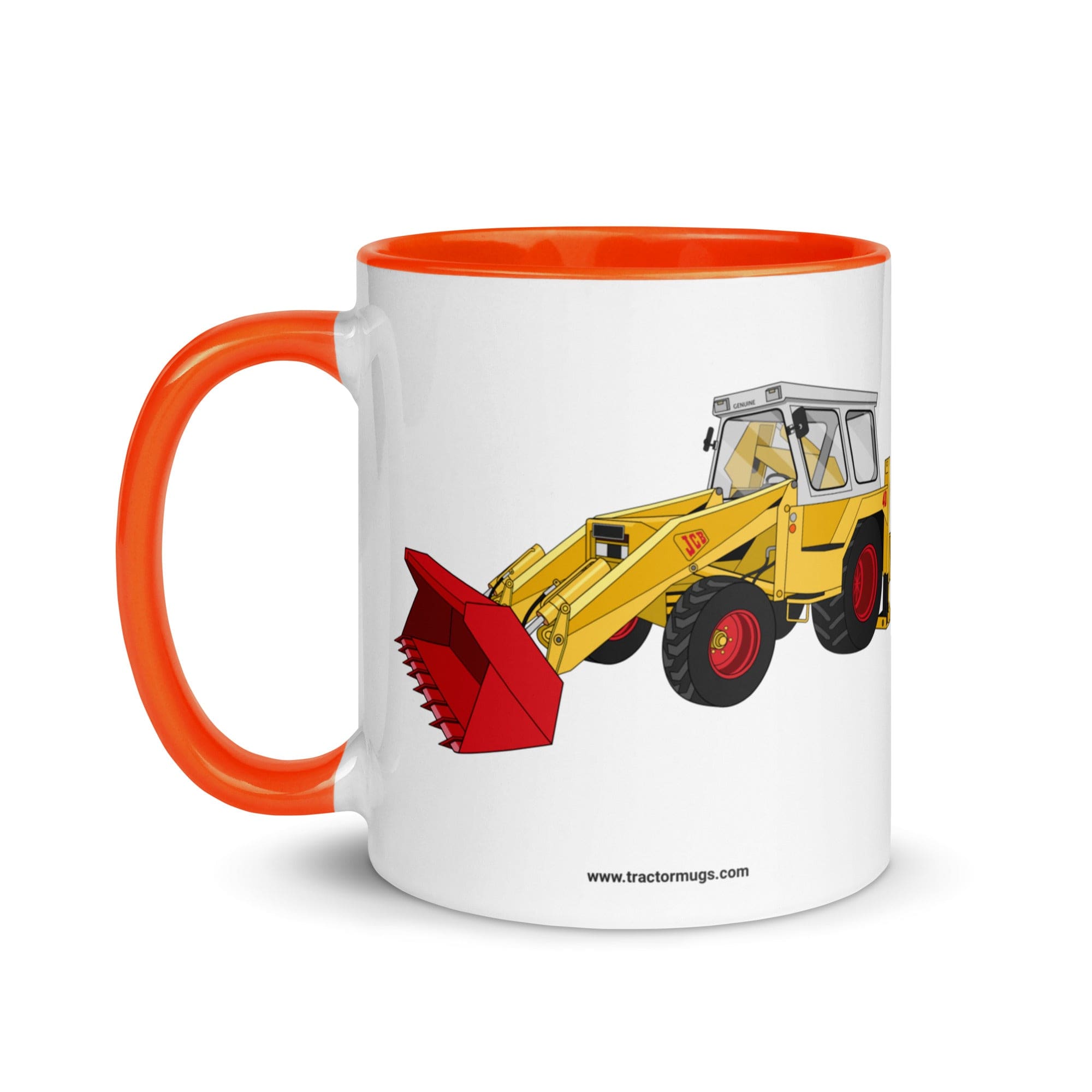The Tractor Mugs Store JCB 4D Backhoe | Mug with Color Inside Quality Farmers Merch