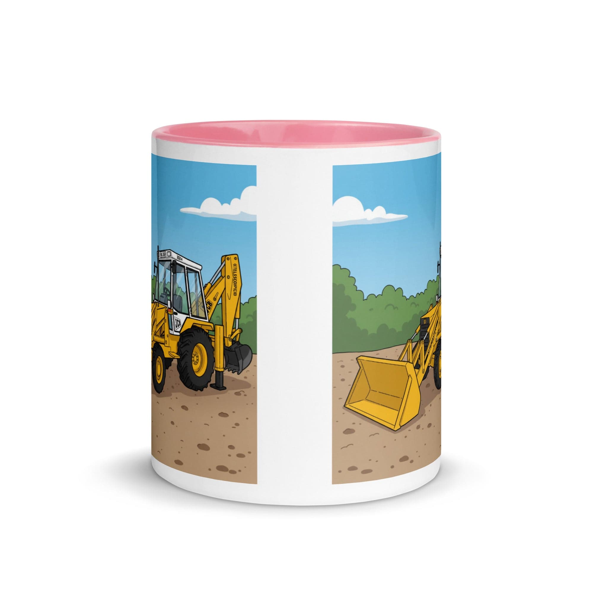 The Tractor Mugs Store JCB 80's White Cab Man | Mug with Color Inside Quality Farmers Merch