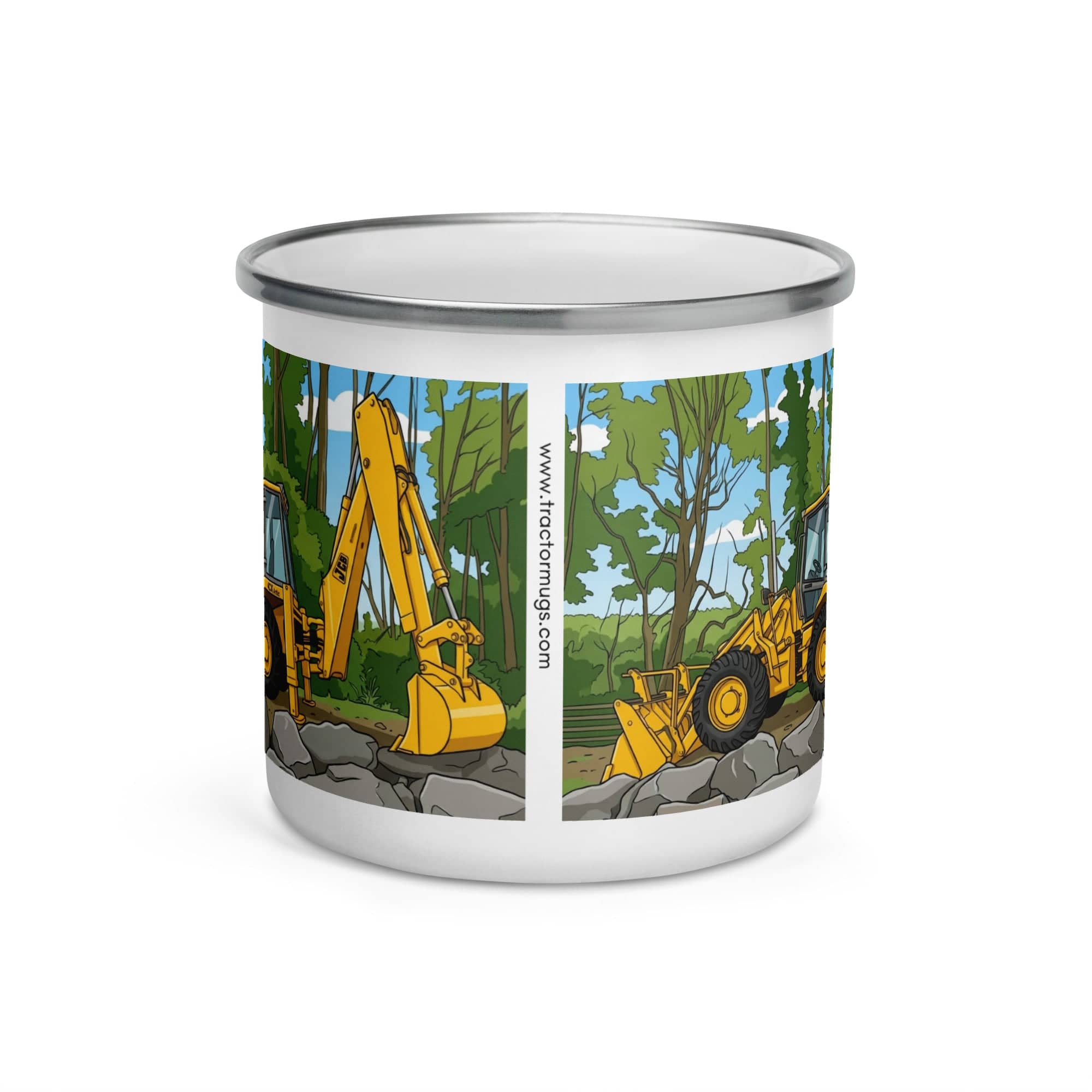 The Tractor Mugs Store JCB's Prototype 4CX Artic Backhoe | Enamel Mug Quality Farmers Merch