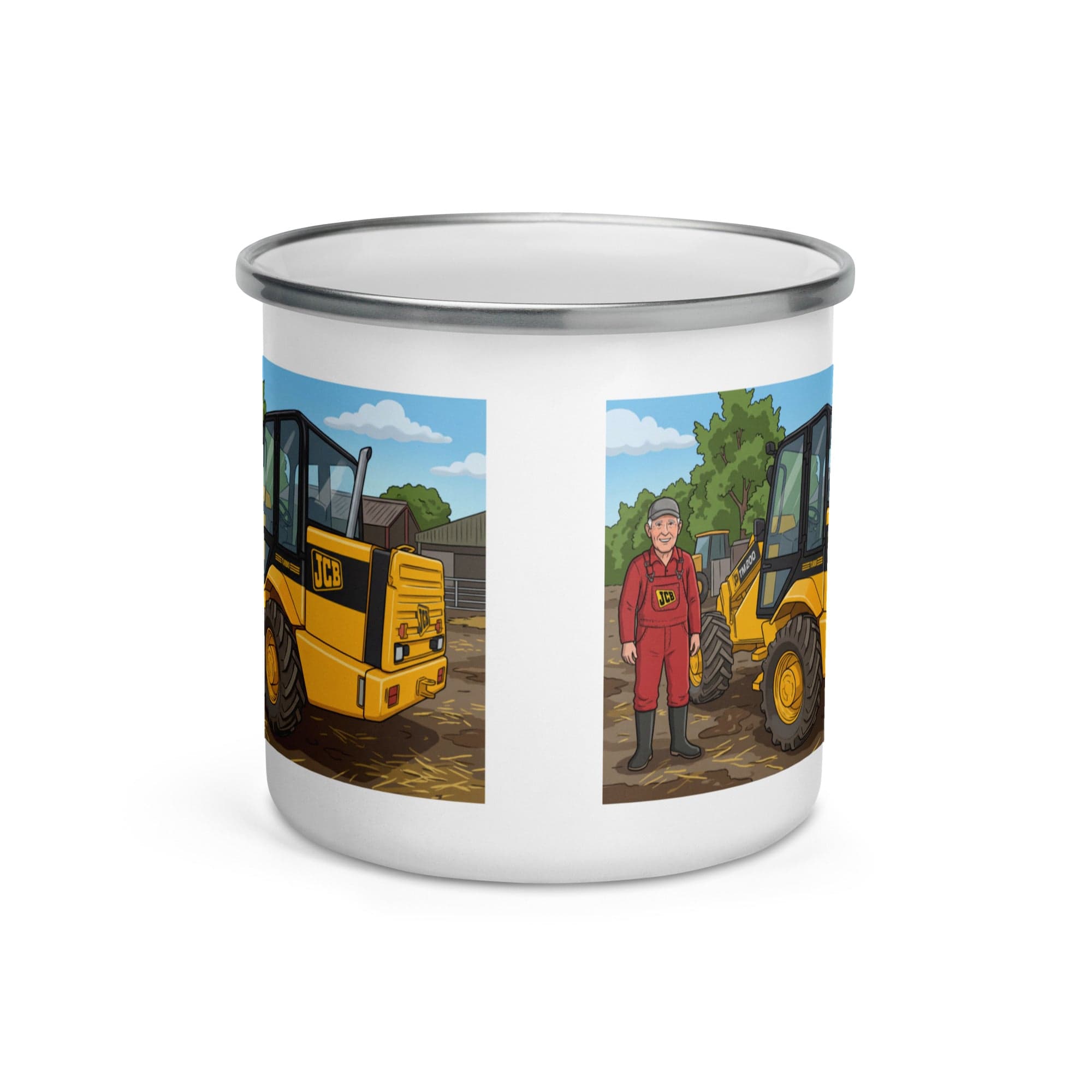 The Tractor Mugs Store JCB TM 200 Man | Enamel Mug Quality Farmers Merch