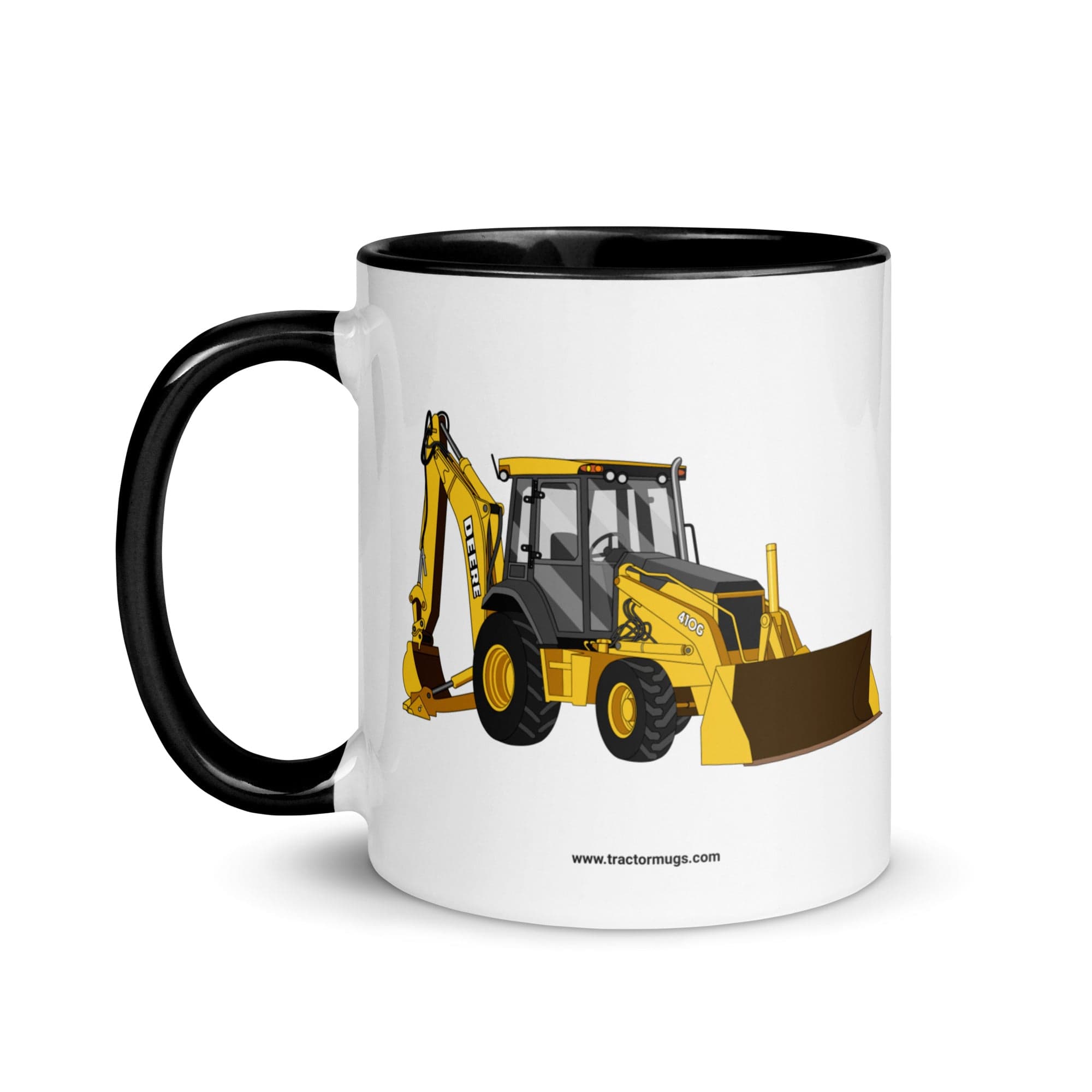 The Tractor Mugs Store John Deere 410G Backhoe | Mug with Color Inside Quality Farmers Merch