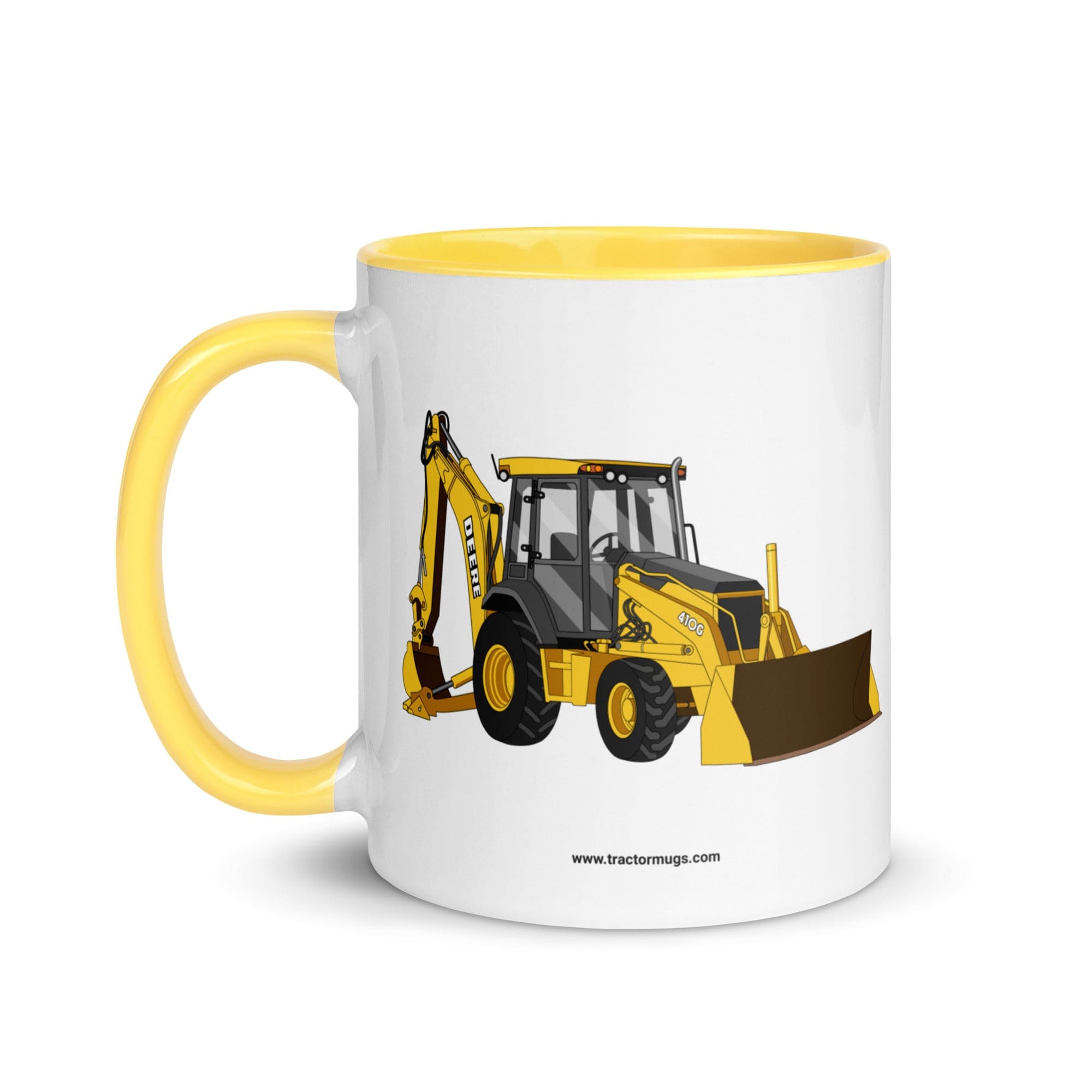 The Tractor Mugs Store John Deere 410G Backhoe | Mug with Color Inside Quality Farmers Merch